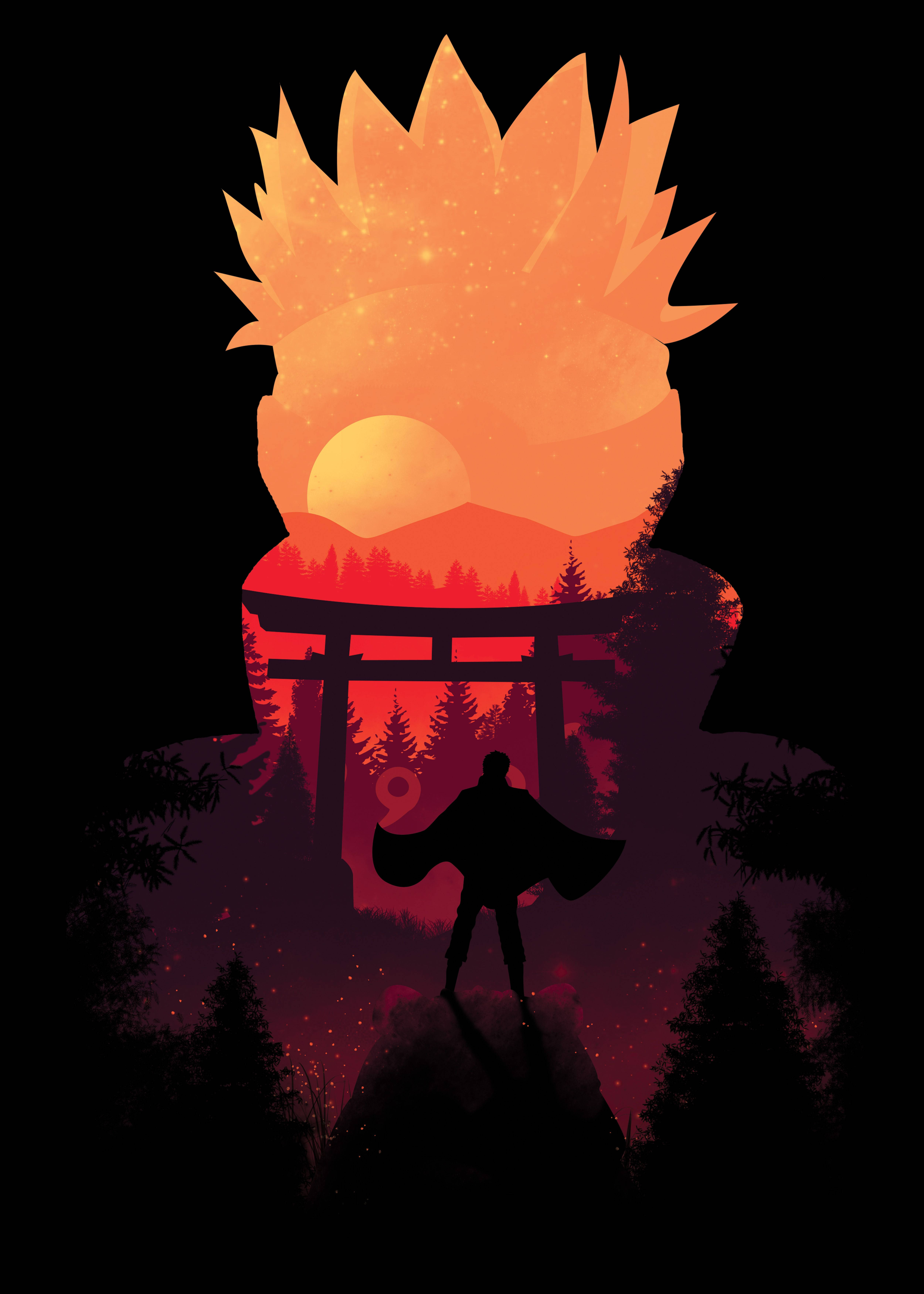 Naruto Silhouette-plakkaat Muurpapier