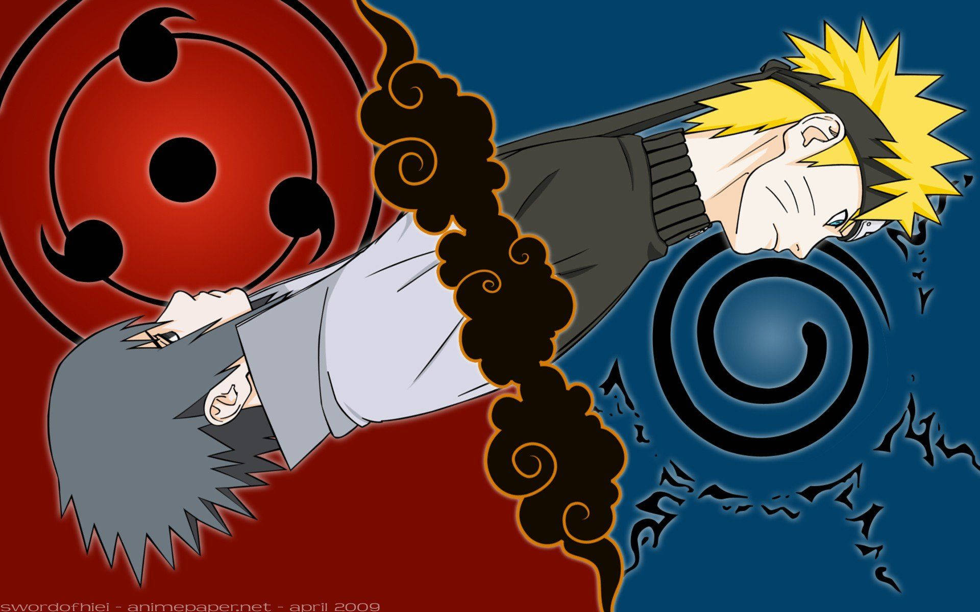 Naruto-simbole van Sasuke en Naruto Muurpapier