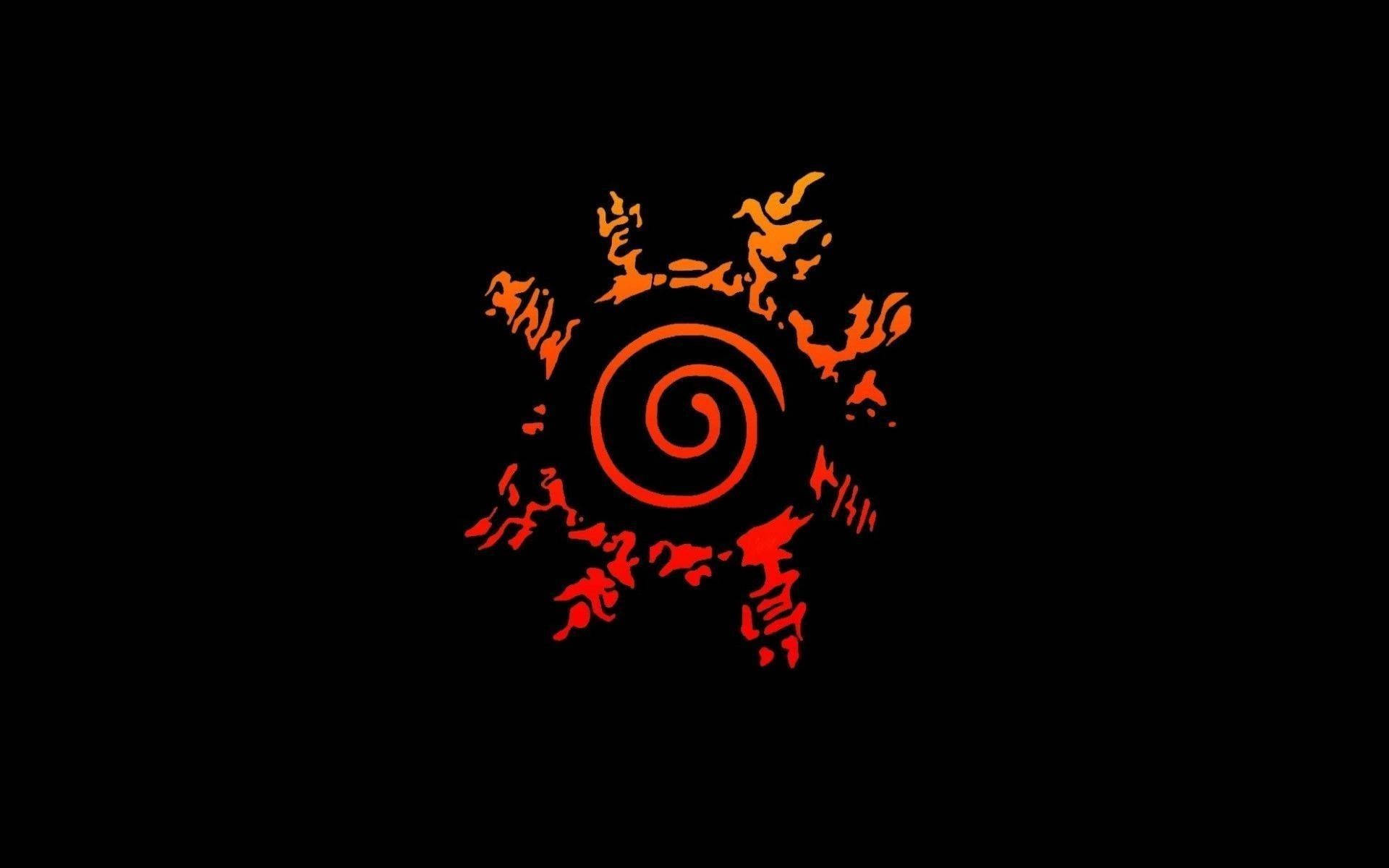 Naruto-simbool met Japannese woorde Muurpapier