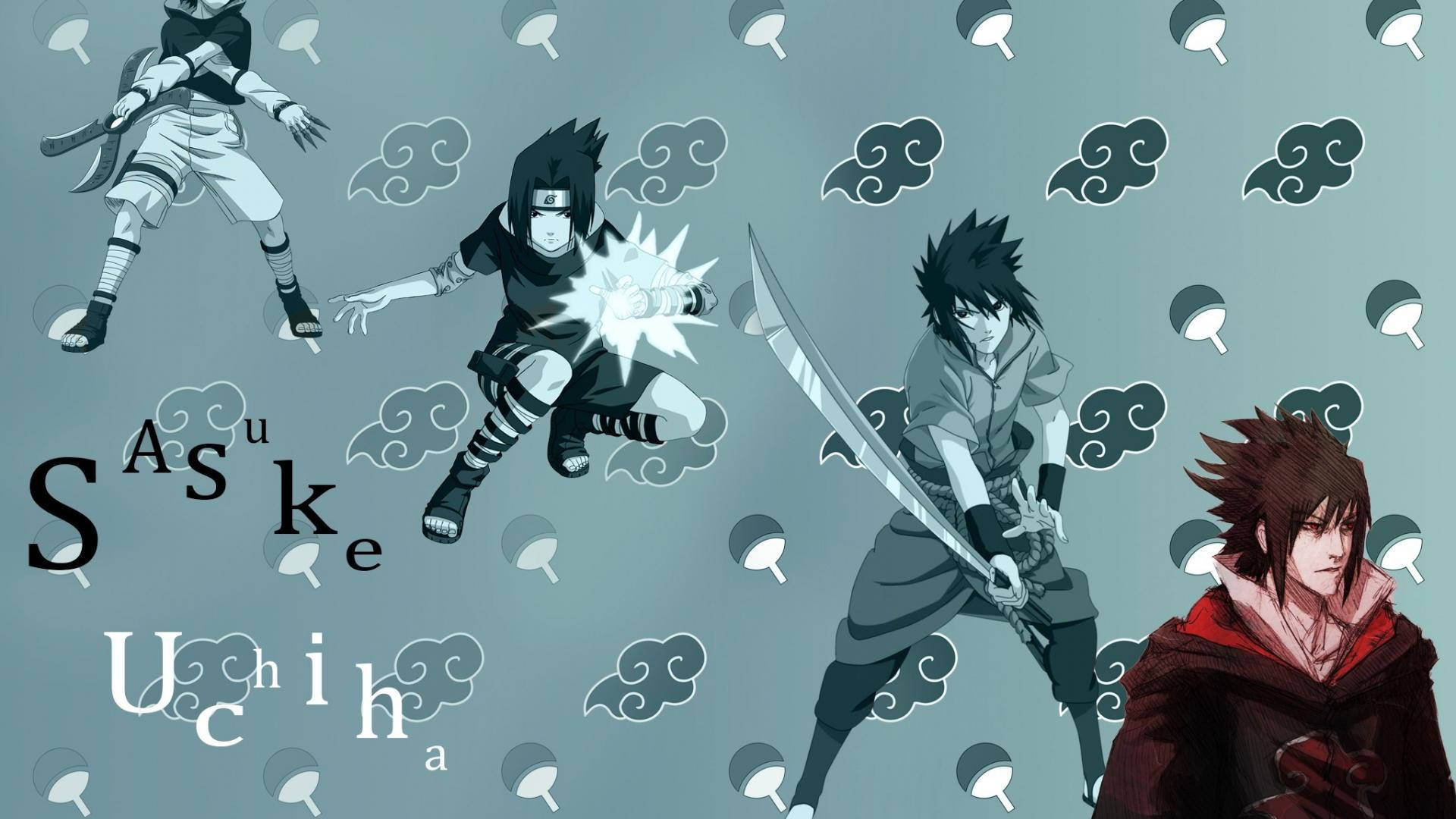 Naruto-simbool met Sasuke Muurpapier
