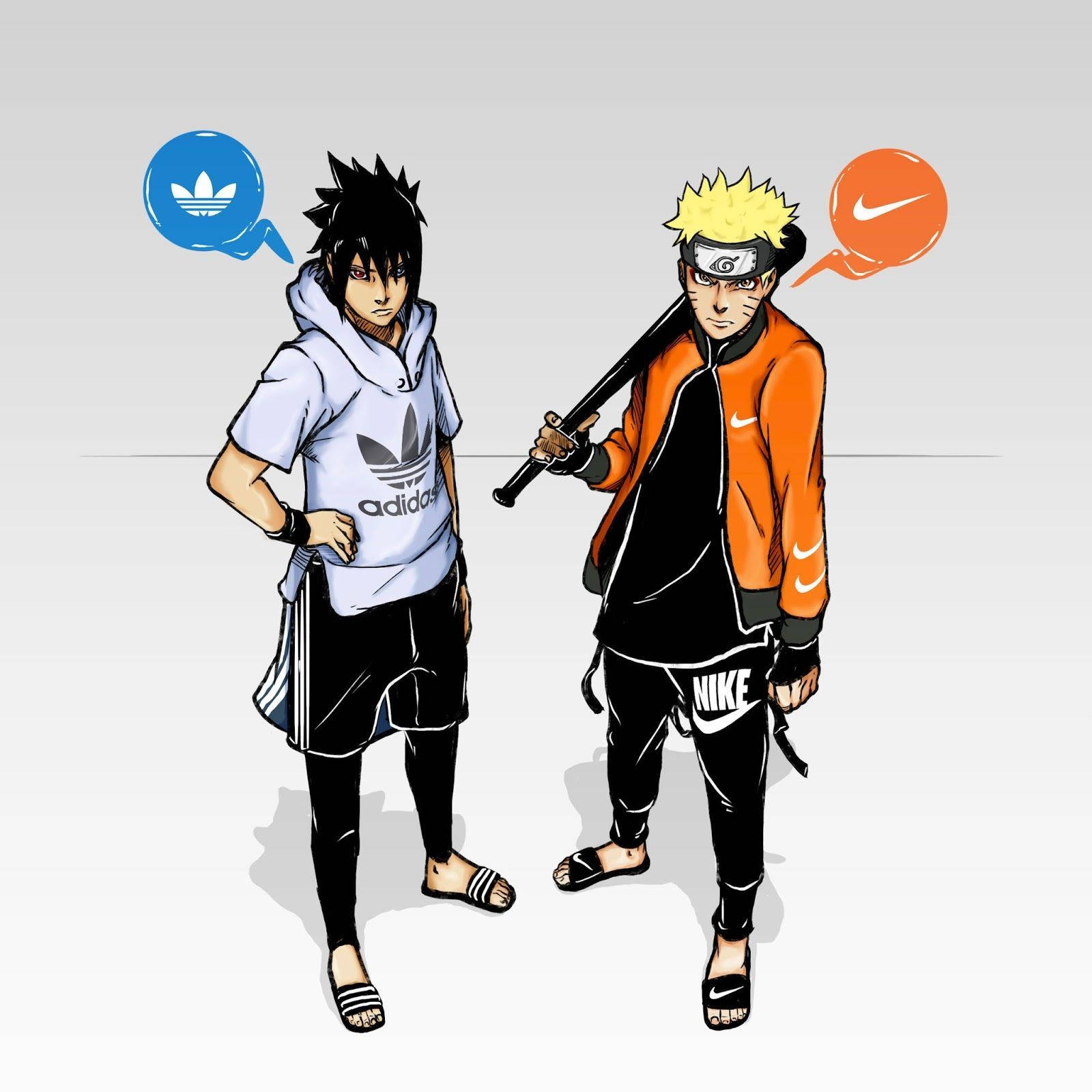 Naruto Swag en Sasuke in Adidas en Nike Muurpapier