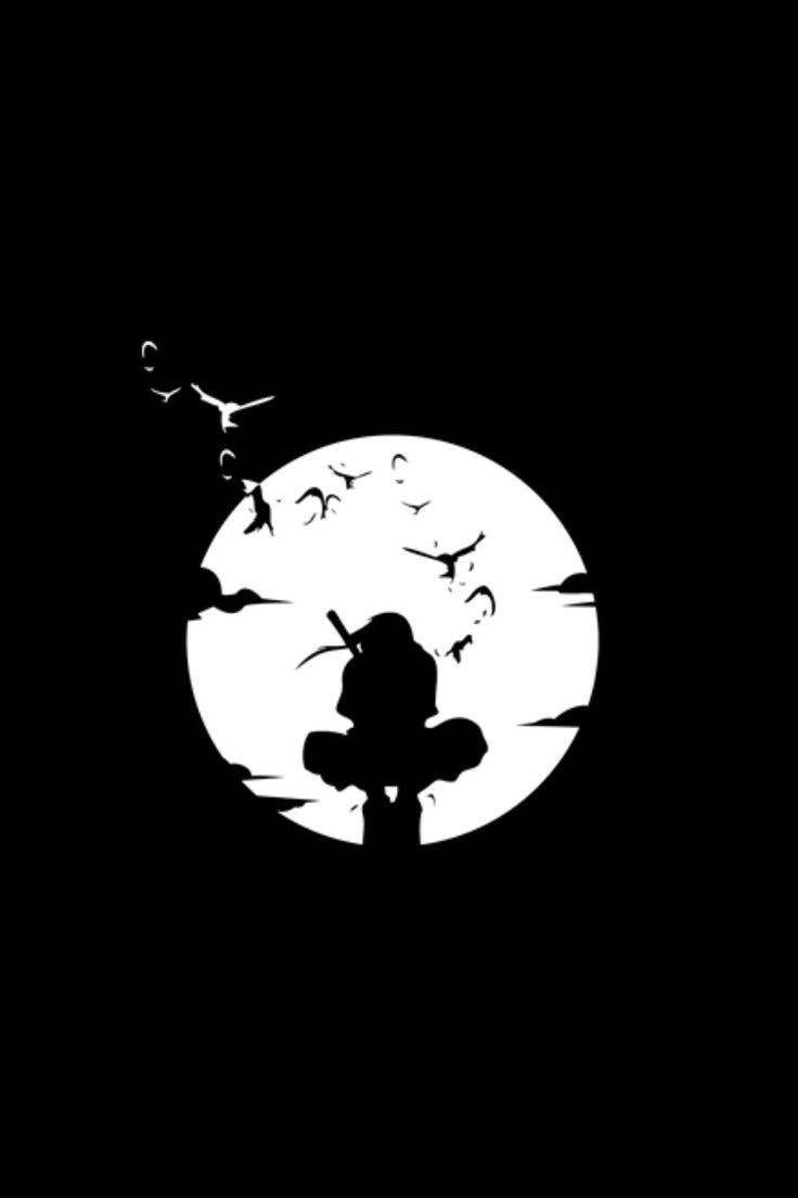 Naruto Swart Itachi Uchiha Agter Maan Muurpapier