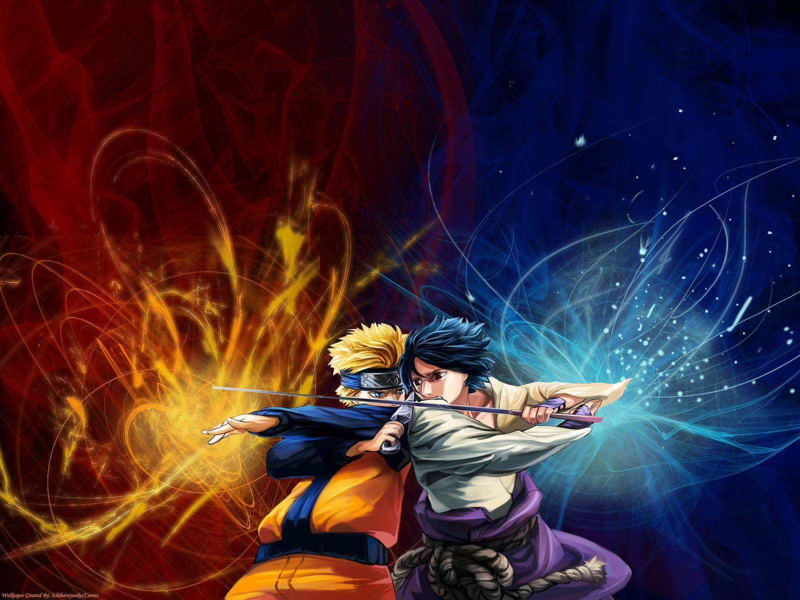 Naruto teen Sasuke wonderlike digitale kuns Muurpapier