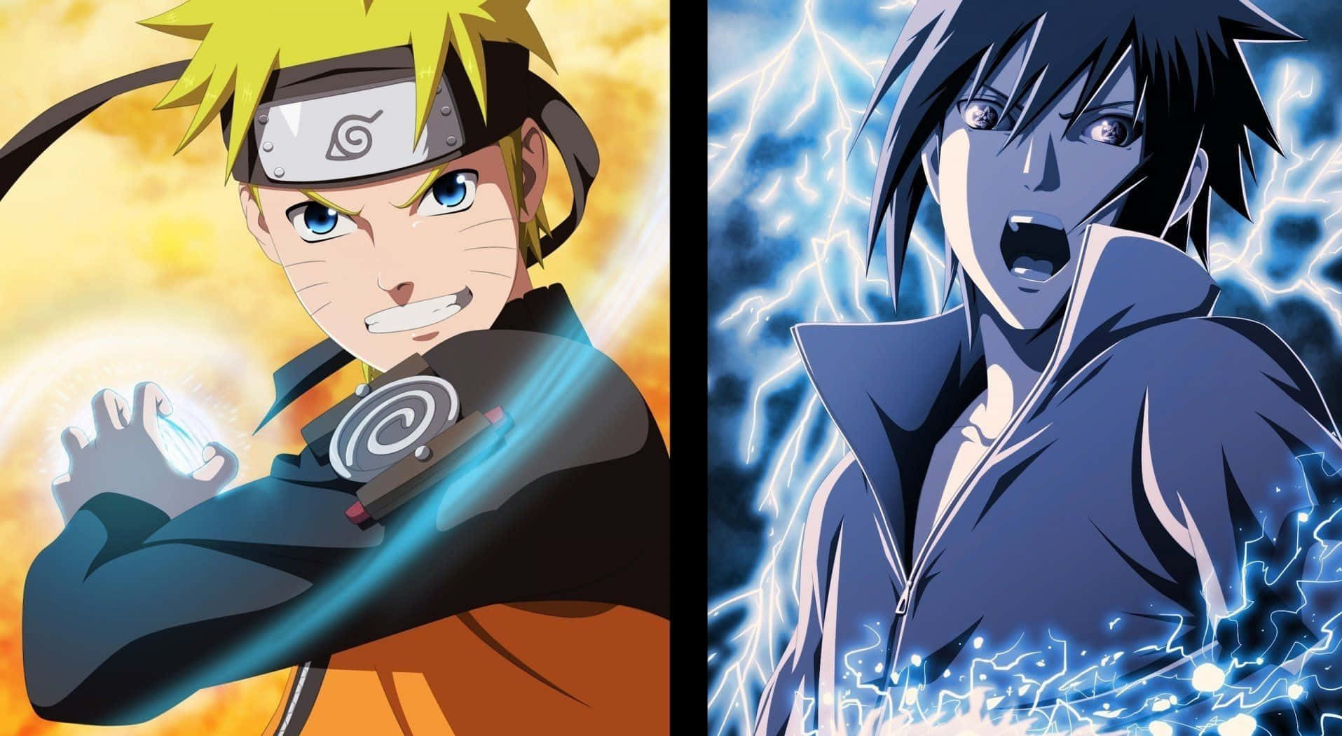 Naruto teenoor Sasuke Manga Anime Muurpapier
