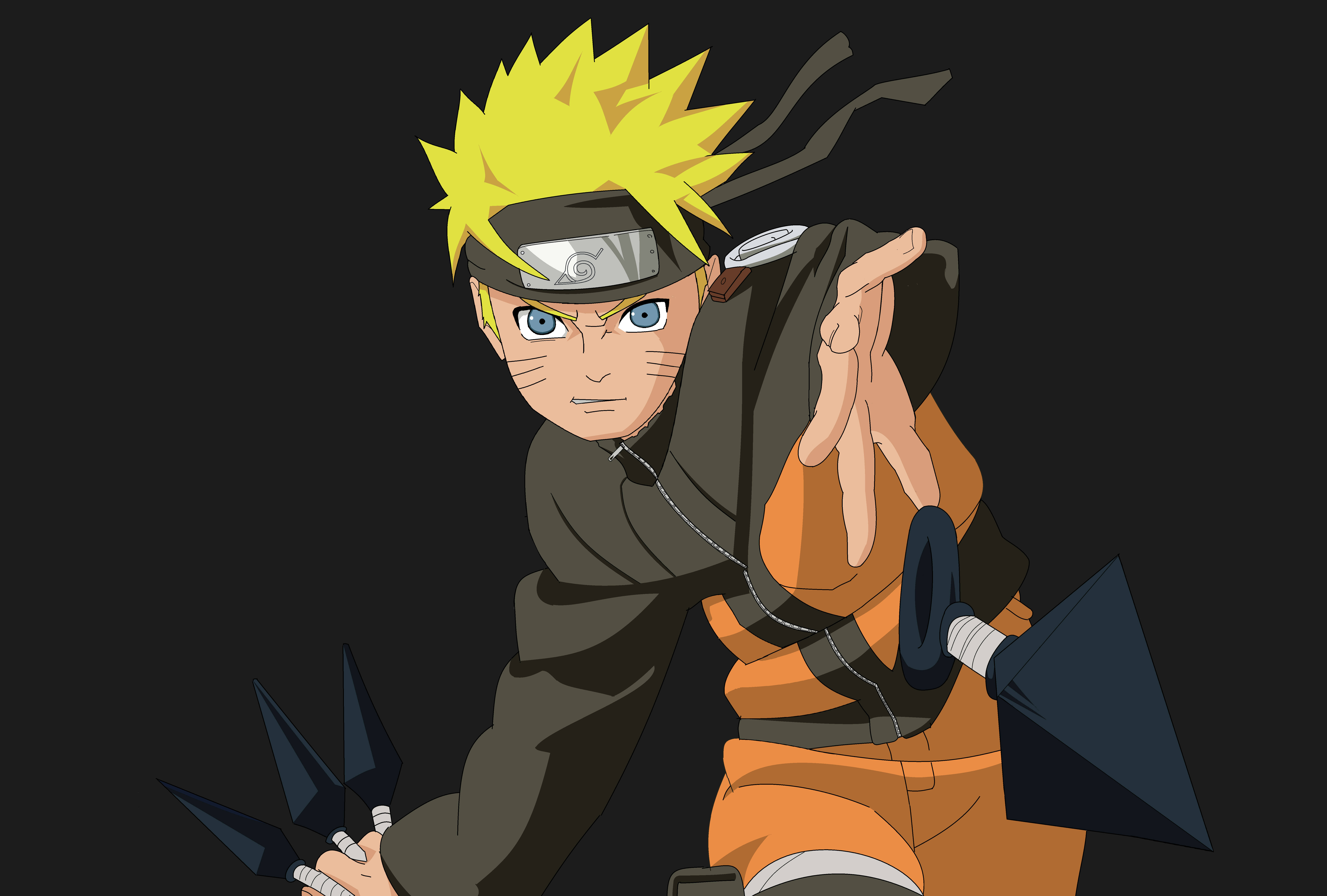 Naruto Uzumaki Gooi Kunai Muurpapier