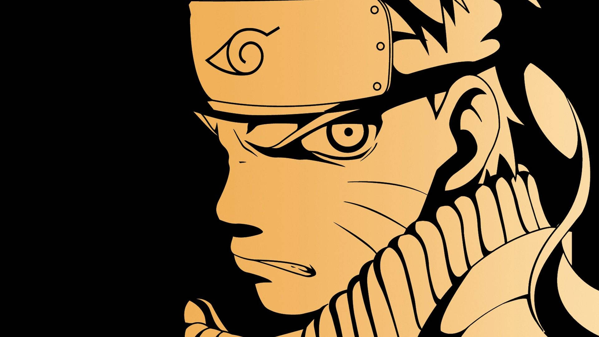 Naruto-tekening in vintage oranje kunswerk-agtergrond.