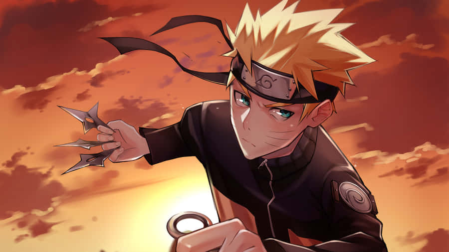 Naruto Uzumaki ontketen in kleurvolle 4K-agtergrond. Muurpapier