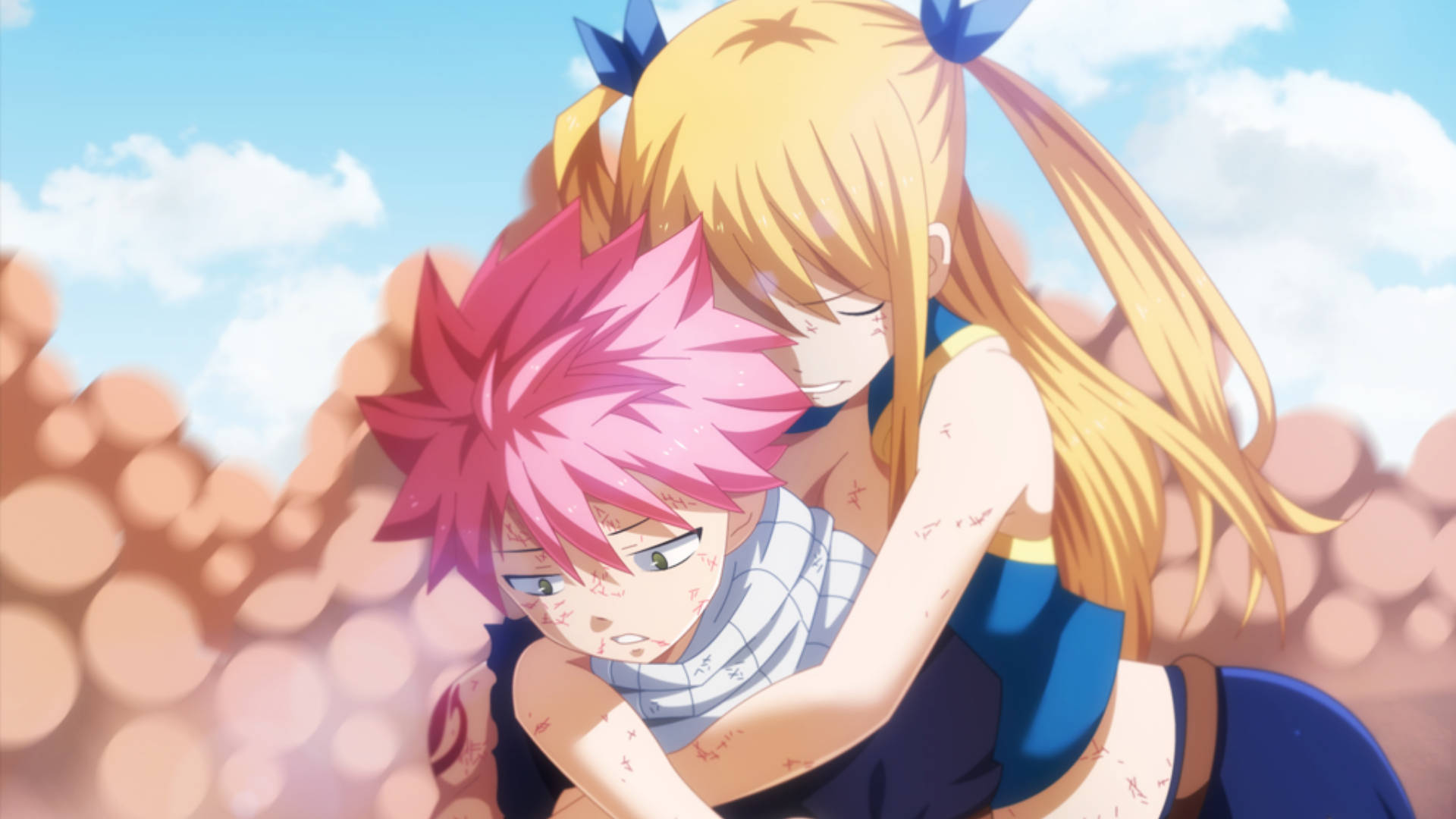 Natsu en Lucy Anime Omhelsing Muurpapier