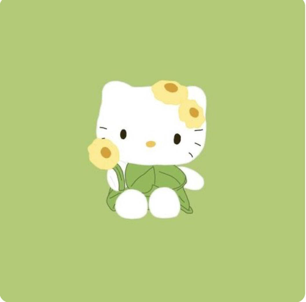 Natuur en Hello Kitty Estetika Muurpapier