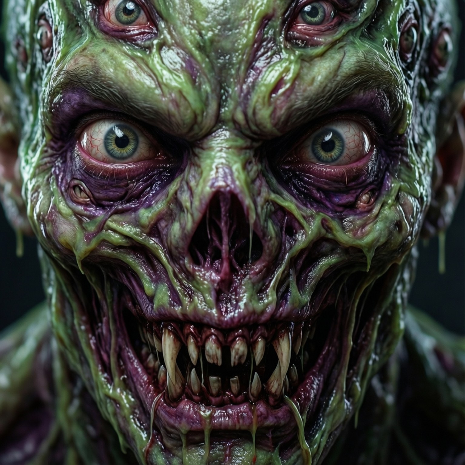 'n Hipergedetailleerde nabyfoto van 'n nekromorf se monsteragtige gesig. — Dooie ruimte Muurpapier
