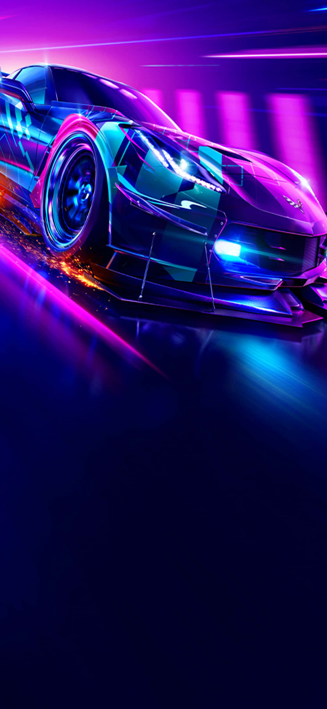 Need for Speed Heat ontsteek die resiestoneel op iPhone Xs Muurpapier