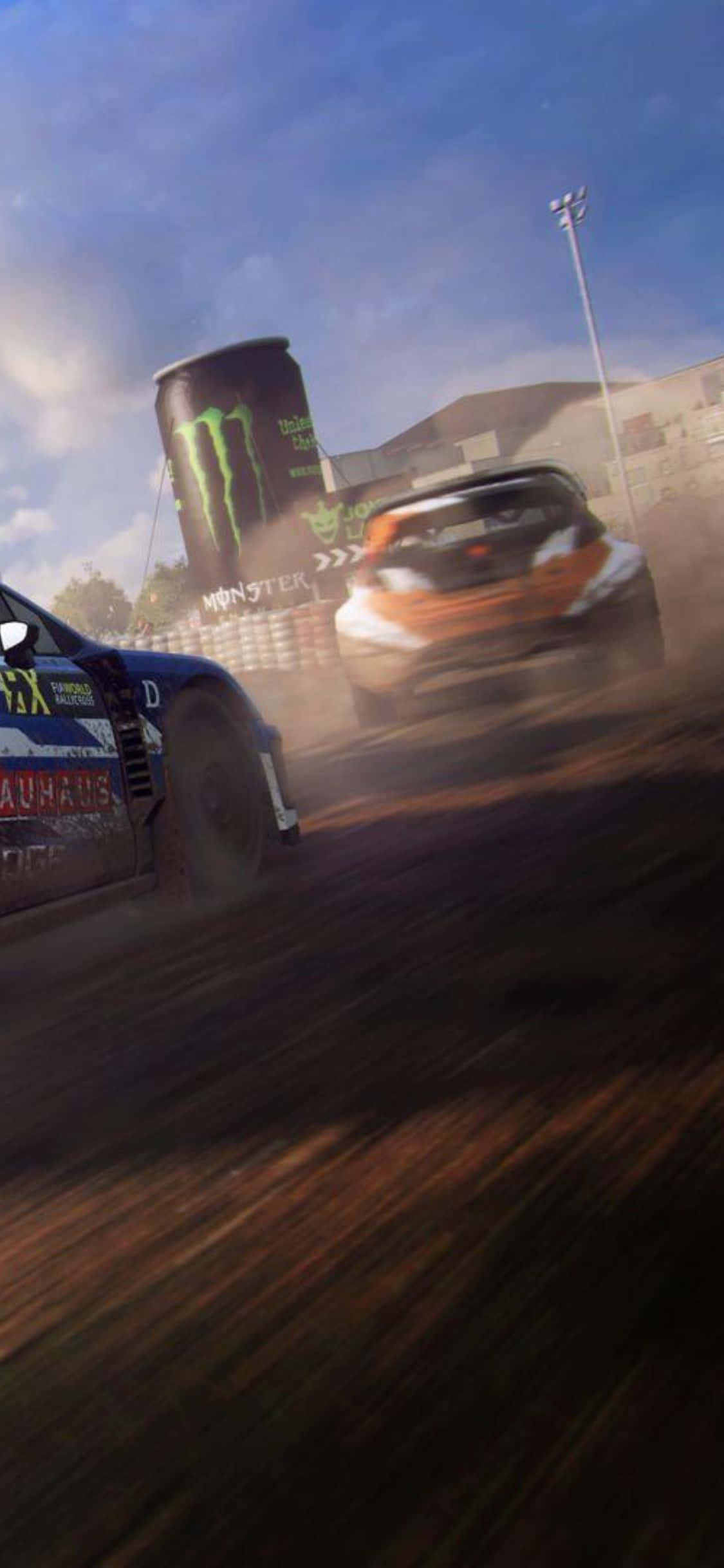 Neem die wedren aan met die iPhone Xs en Dirt Rally Muurpapier