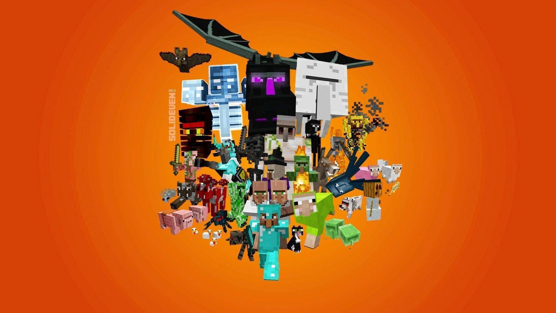 Neem 'n eksklusiewe toer van 'n geheimsinnige Minecraft-wêreld met Herobrine en Geselskap Muurpapier