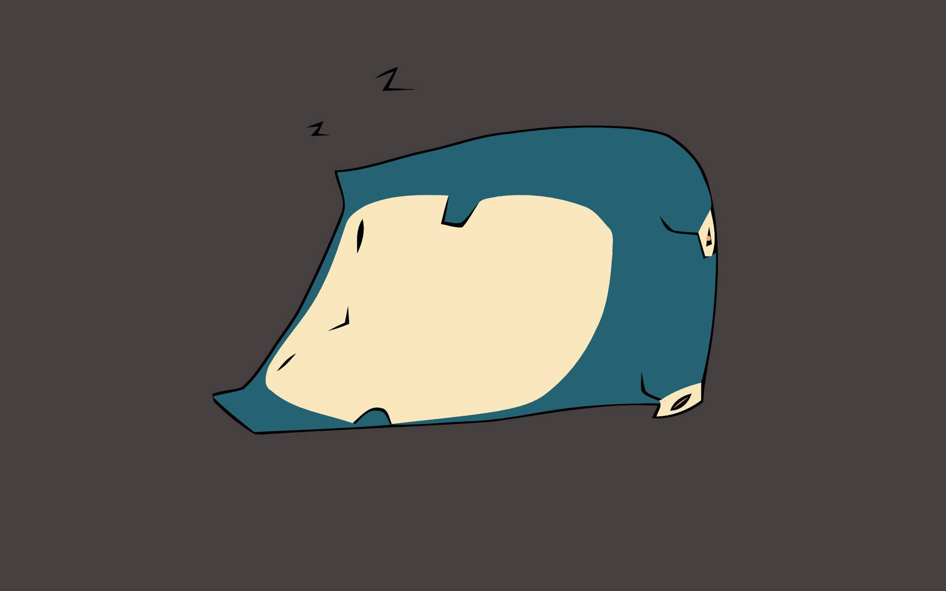 Blou Snorlax wat slaap in minimalistiese agtergrond.