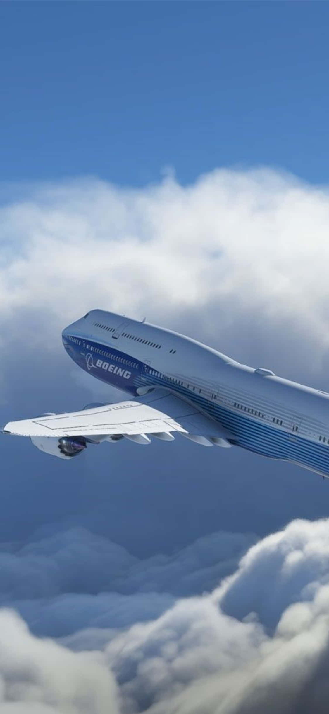 Neem virtueel na die lug met die iPhone Xs en Microsoft Flight Simulator Muurpapier