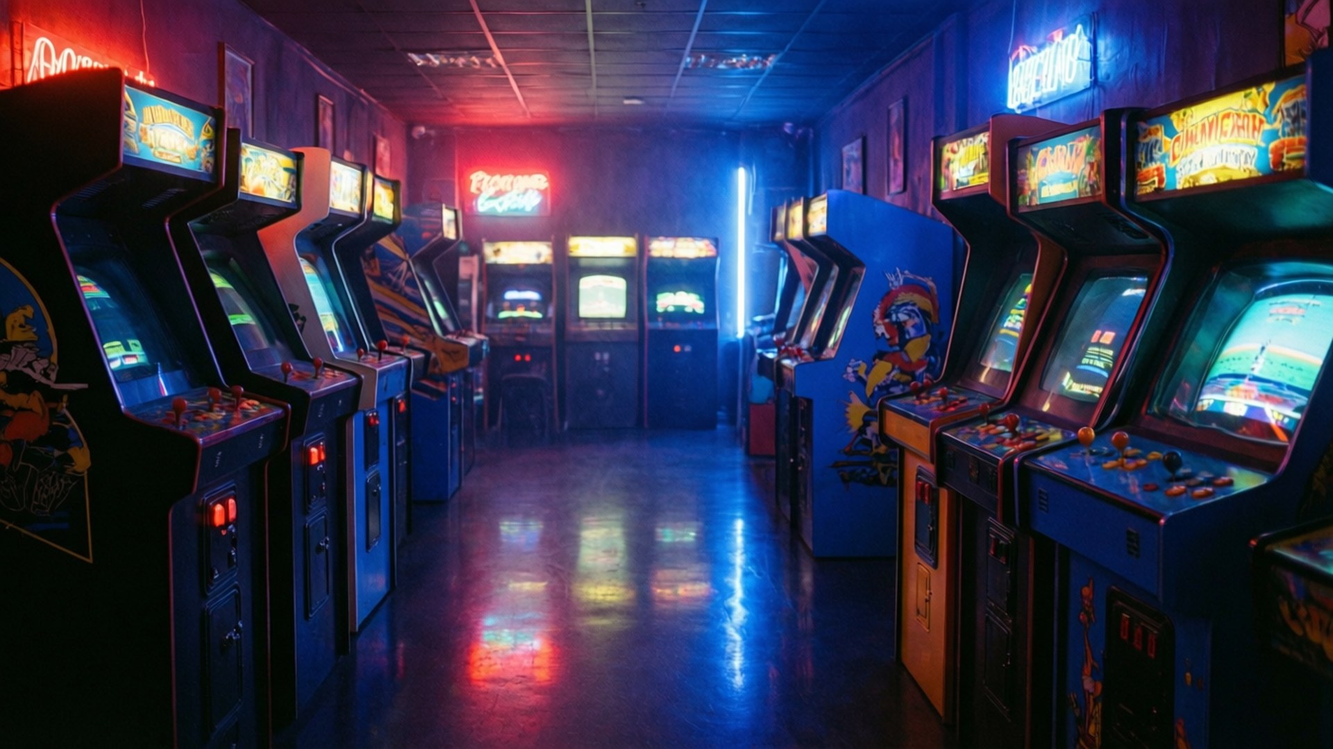 Neon-arkadekamer Muurpapier