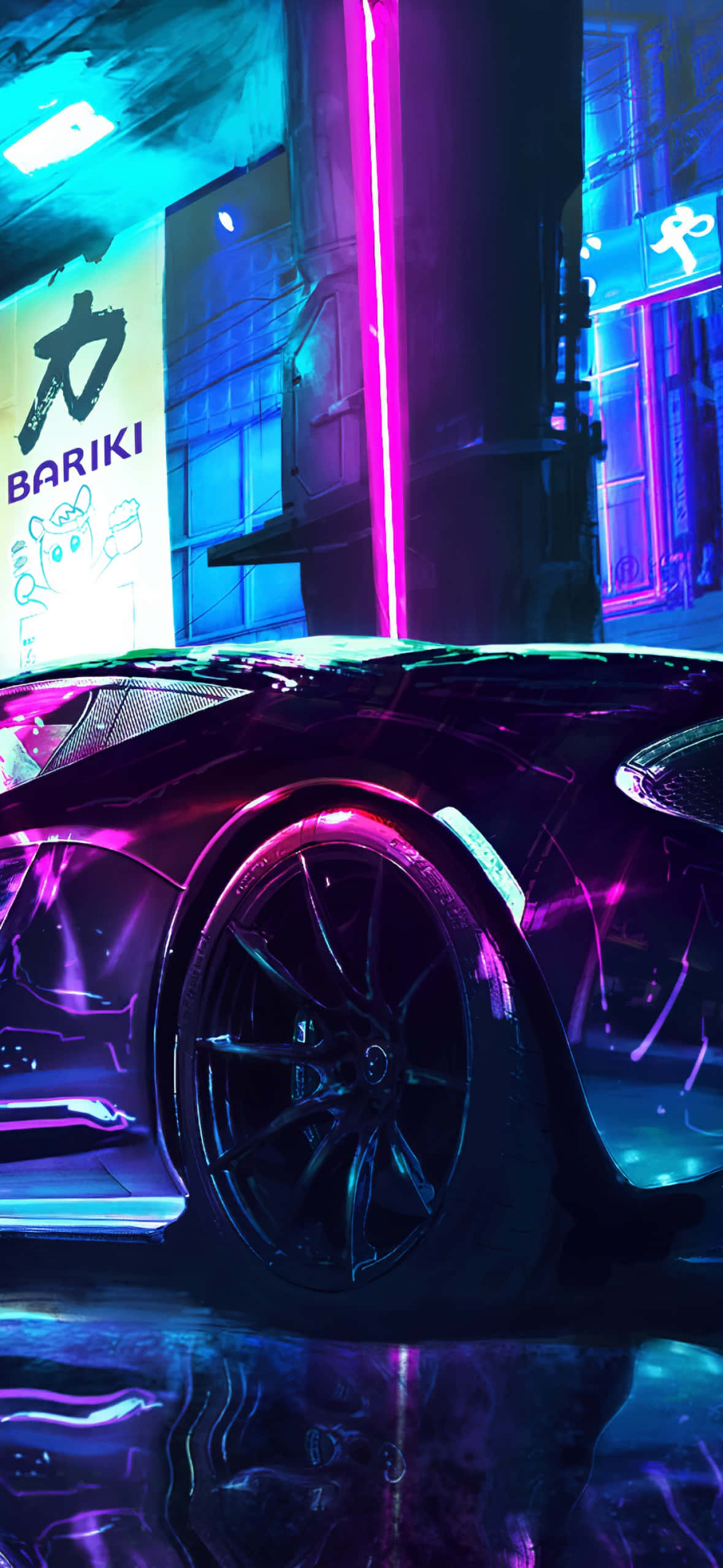 Neon Beligting Pixel 3 Need For Speed Heat Agtergrond Muurpapier
