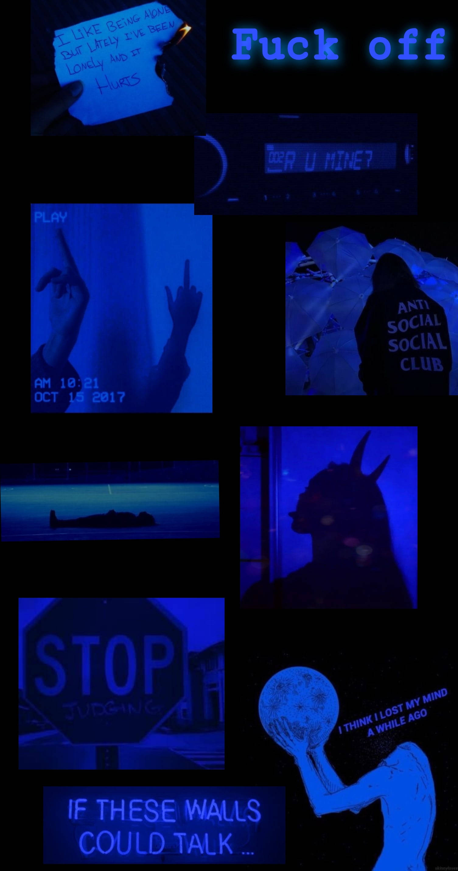 Neon Blou Alternatiewe Estetika Muurpapier