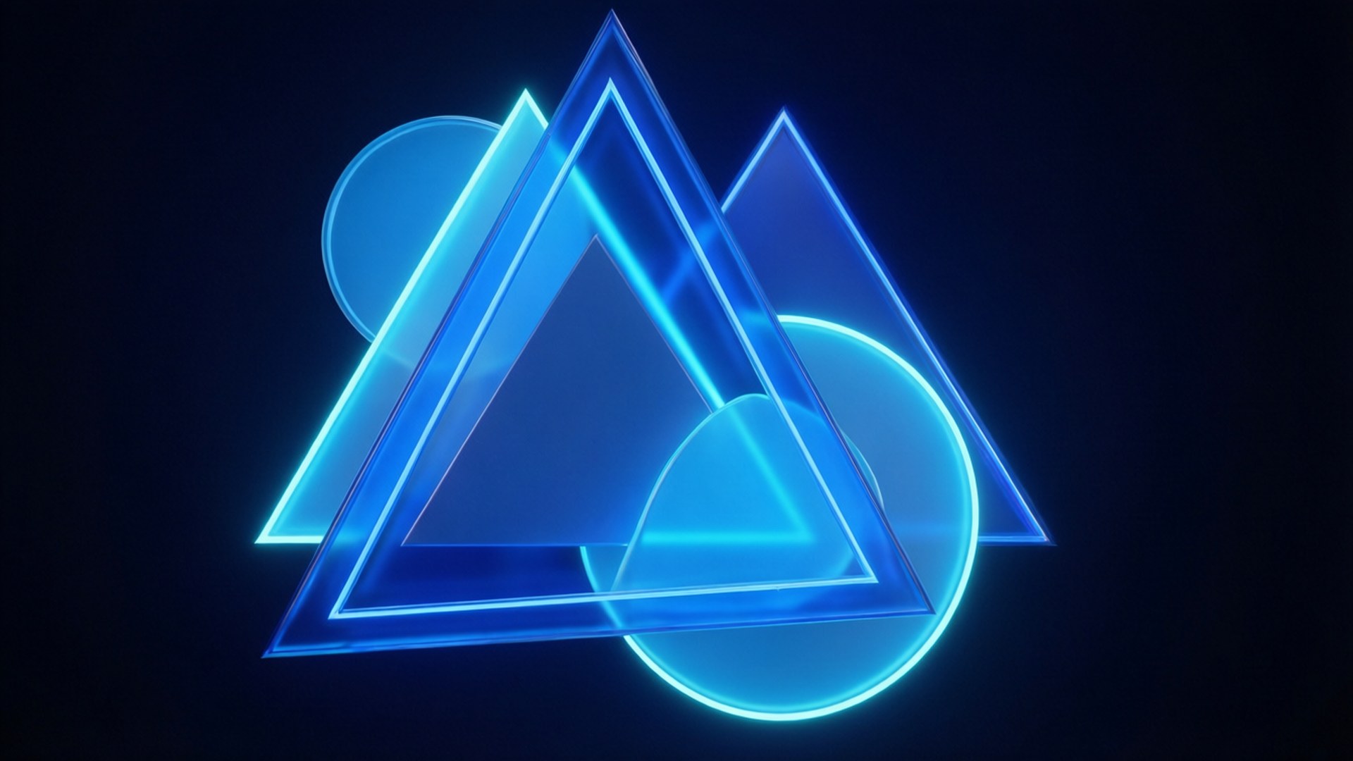 Neon Blou Meetkunde Muurpapier