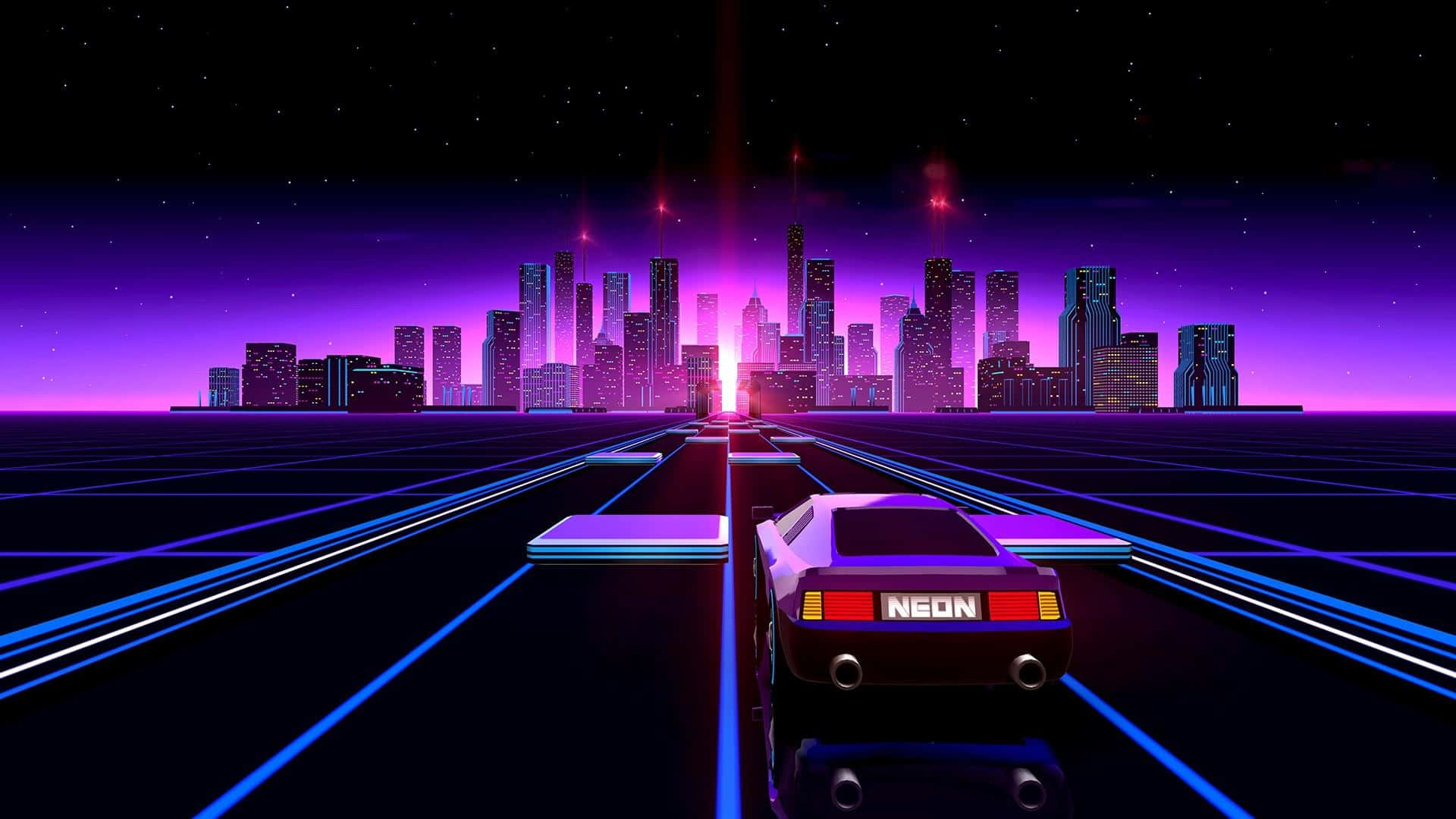 Neon City agtergrond Muurpapier