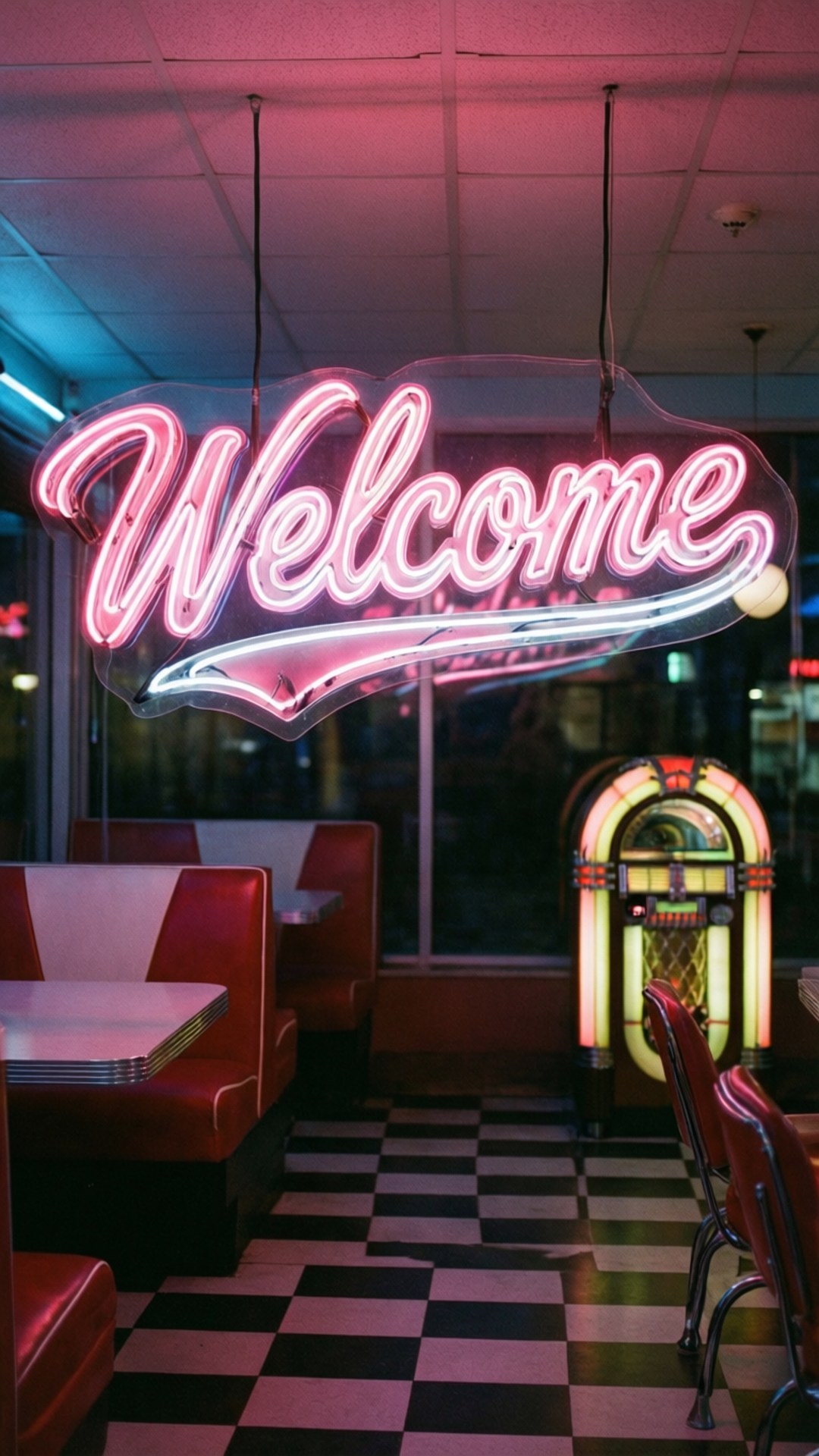 Neon-Deretjie Welkom Muurpapier