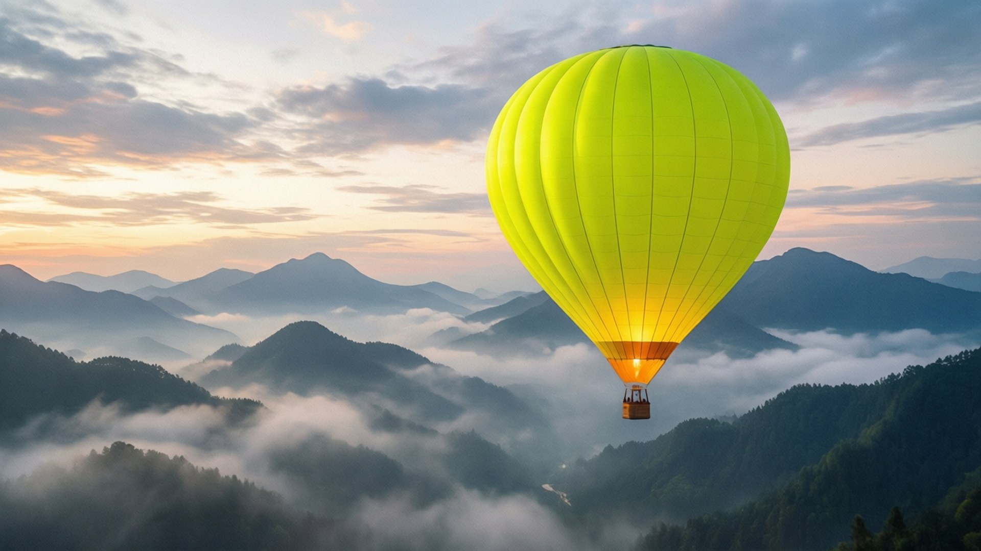 Neon Geel Lugballon Muurpapier