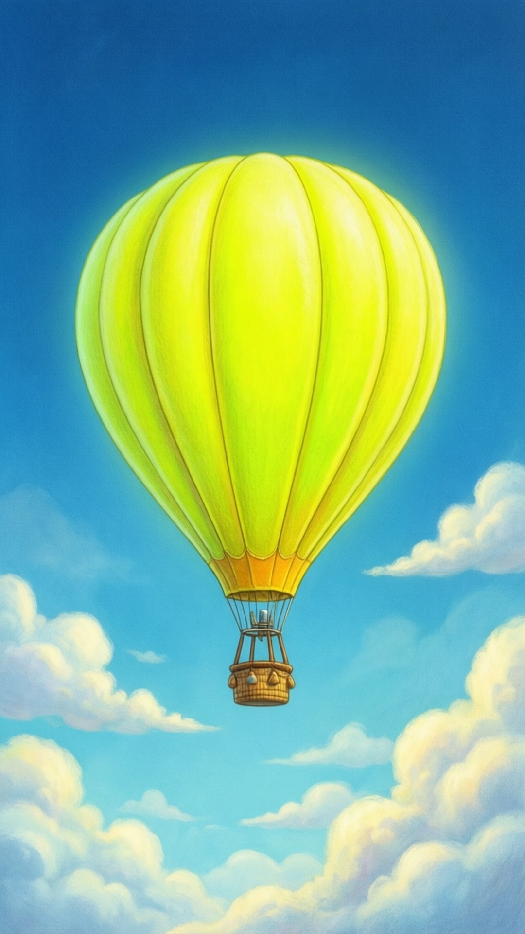 Neon Geel Warmlugballon Muurpapier