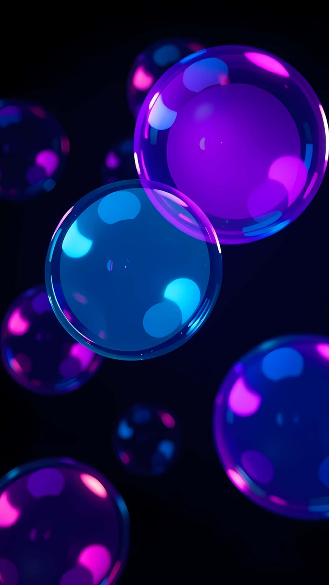 neon borrels, abstrakte agtergrond, amoled donker, gloeiende sfere, futuristiese agtergrond, 4k selfoon agtergrond, minimaal abstrak, donker estetika, kleurvolle gloed, foon agtergrond — Donker estetiese GIF Muurpapier