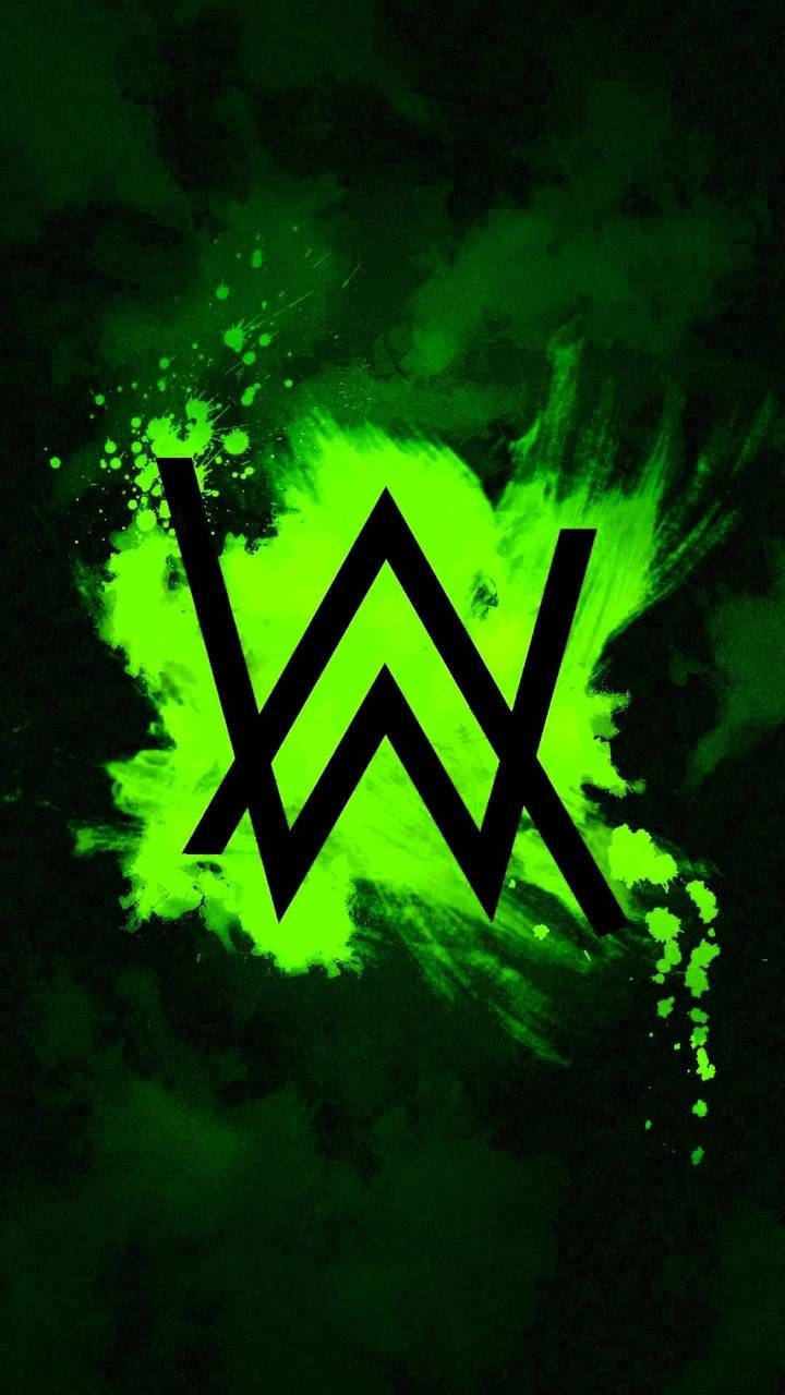 Neon Groen En Swart Alan Walker Logo Muurpapier