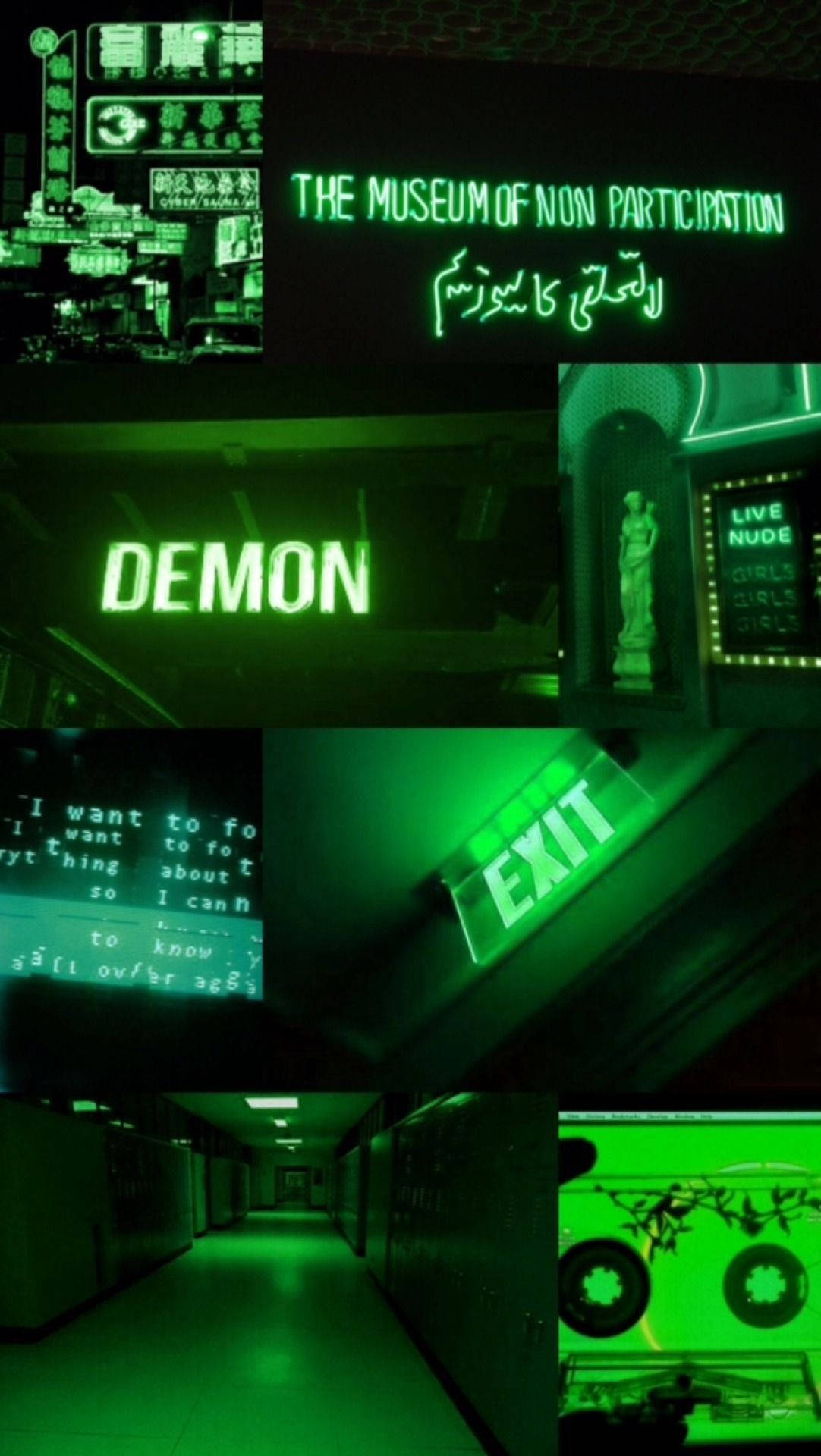 Neon Groen Estetiese Naamborde Muurpapier