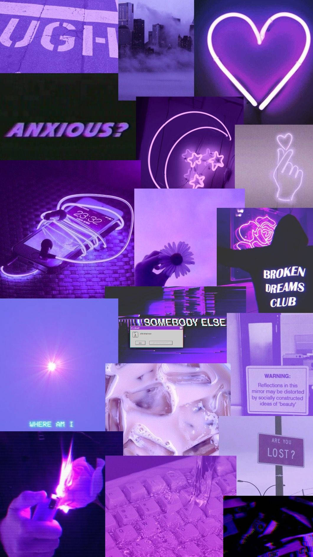 Neon Hart Pastel Pers Tumblr Collage Muurpapier