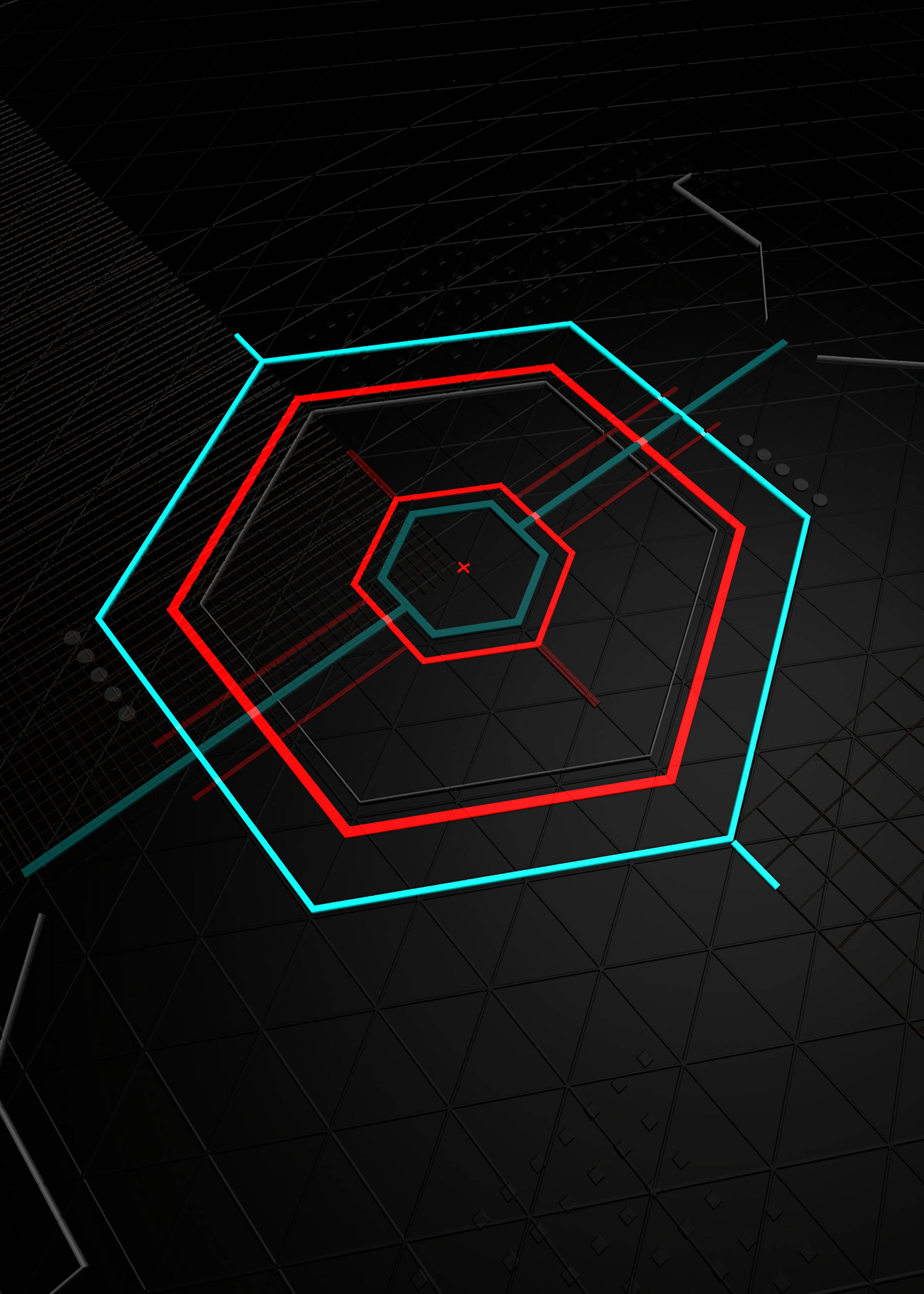 Neon Heksagon Laser Muurpapier