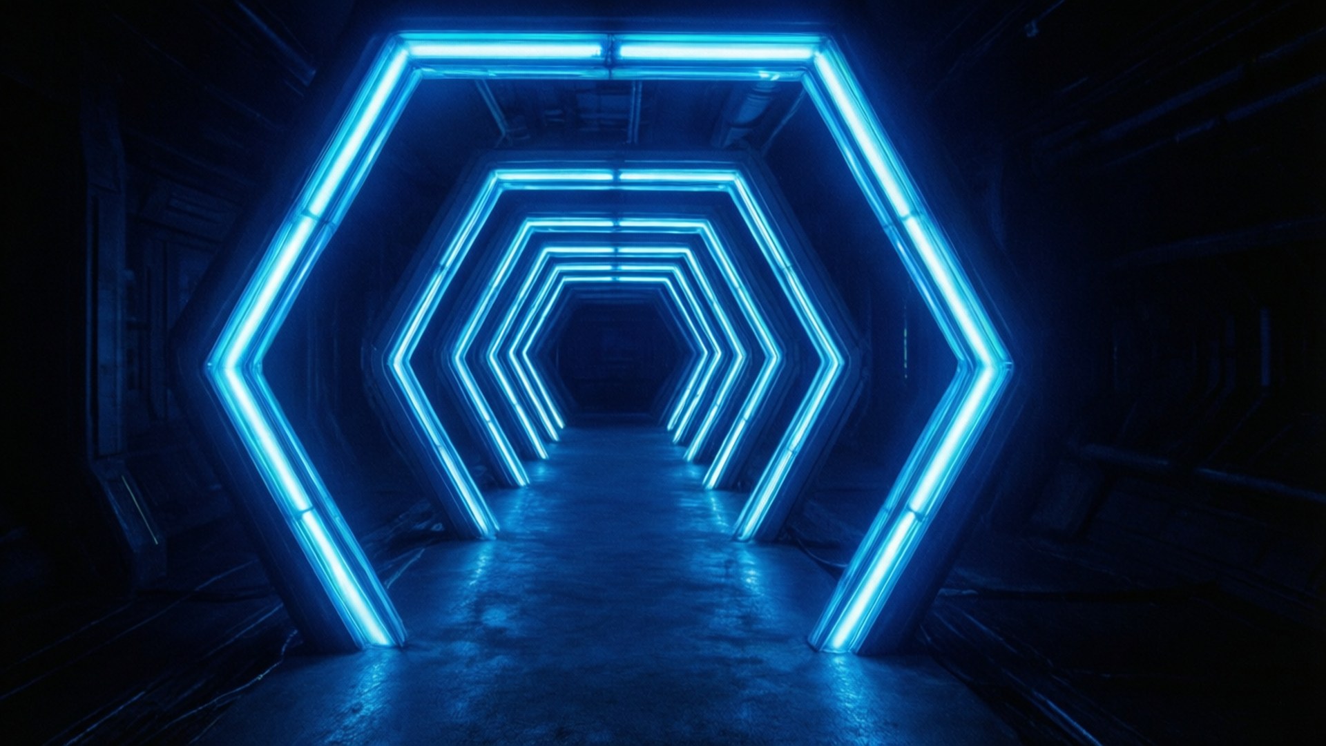 Neon Heksagoon-tonnel Muurpapier