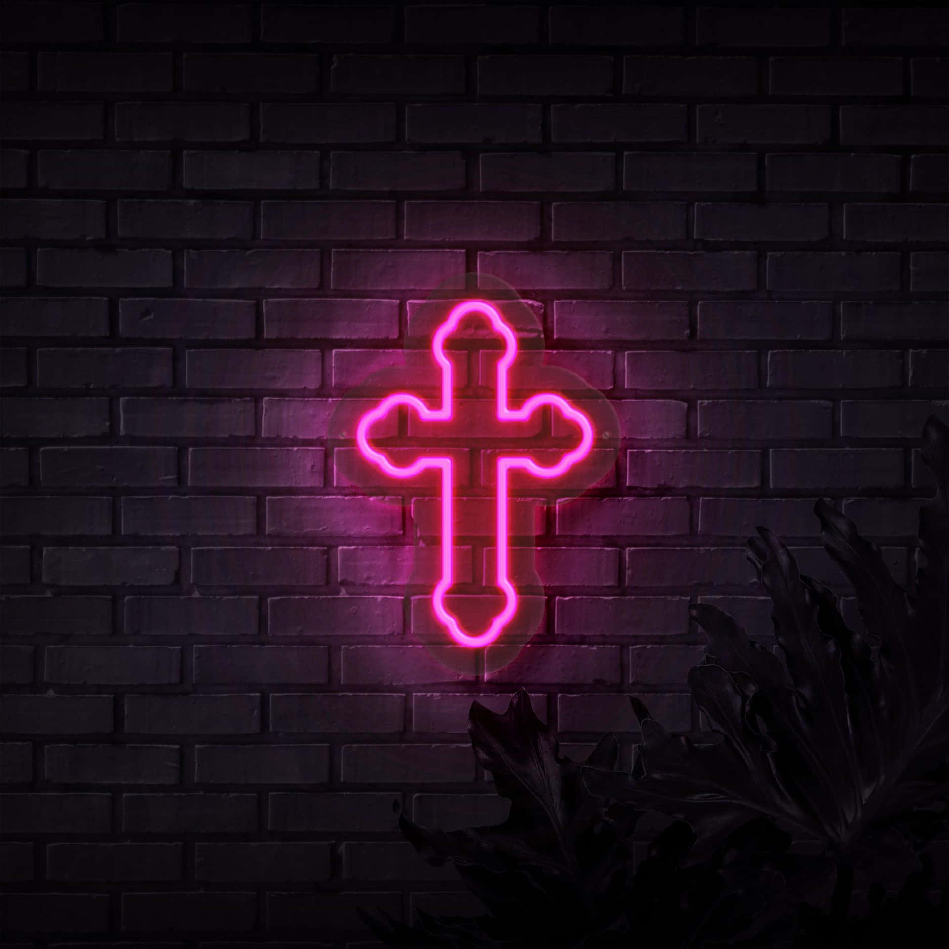 Neon Kruis Neon Pienk Muurpapier