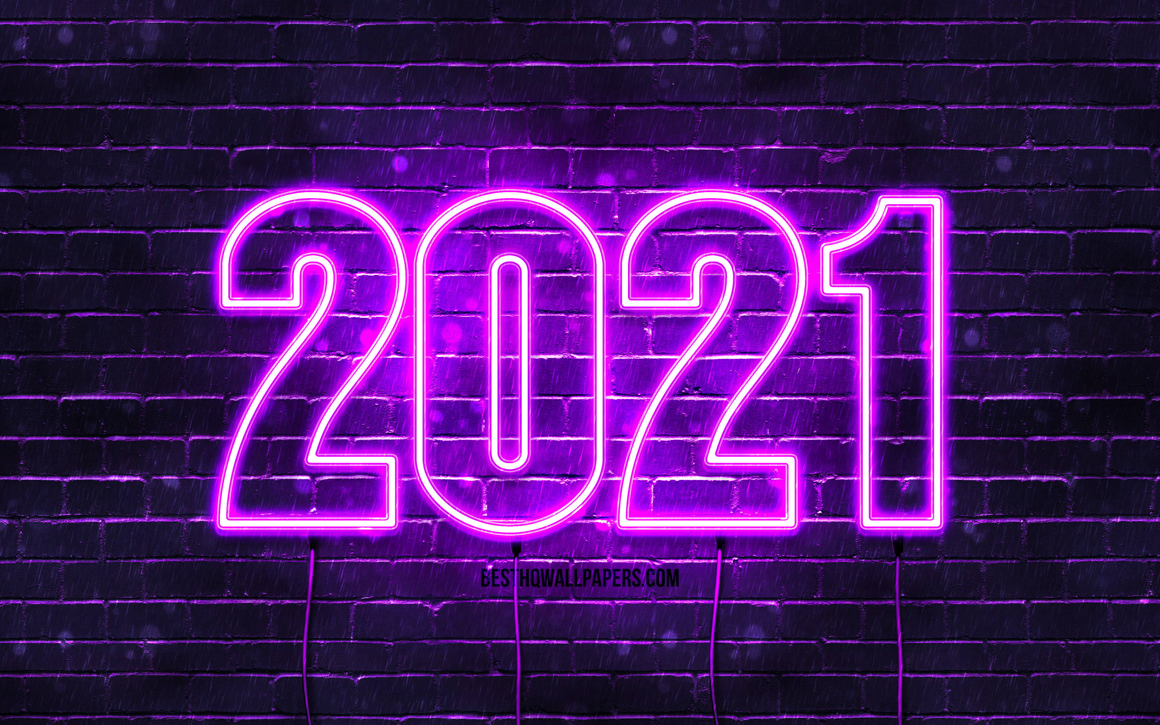 Neon Pers Gelukkige Nuwe Jaar 2021 Groet Muurpapier