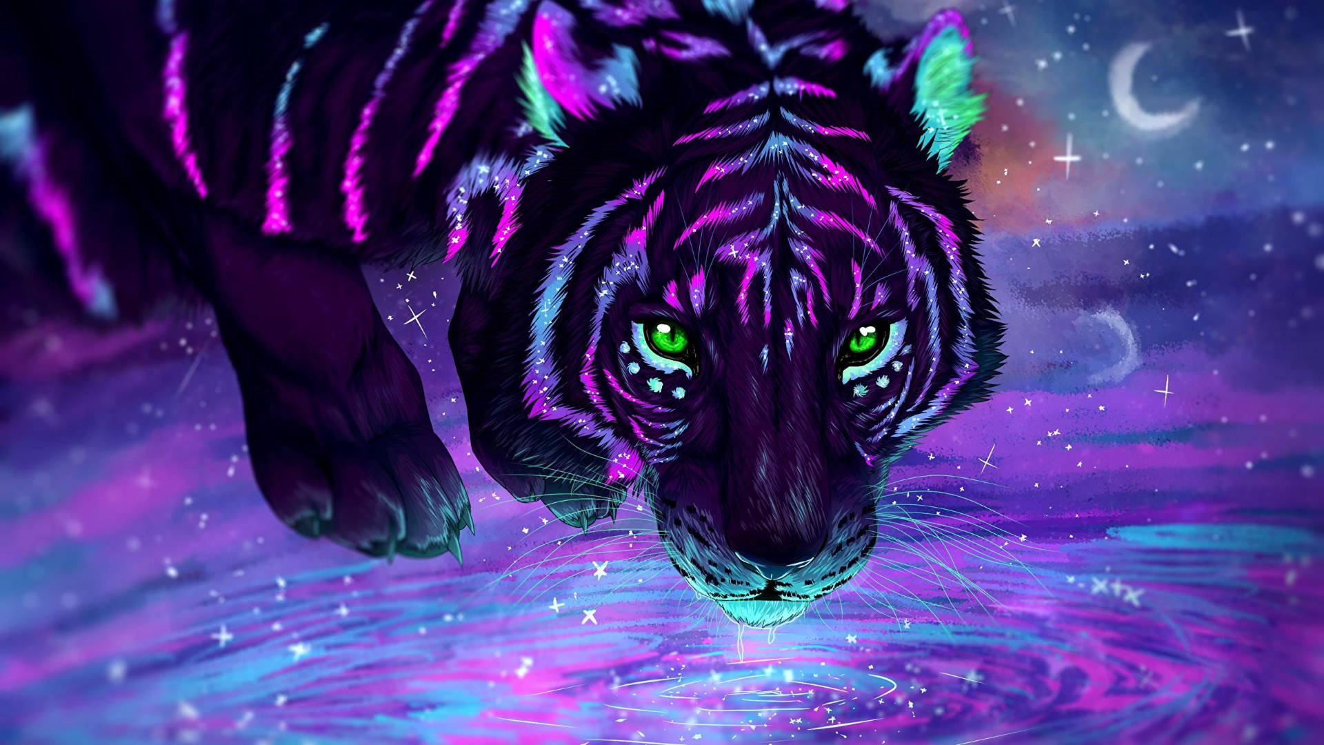 Neon Pers Harimau Muurpapier