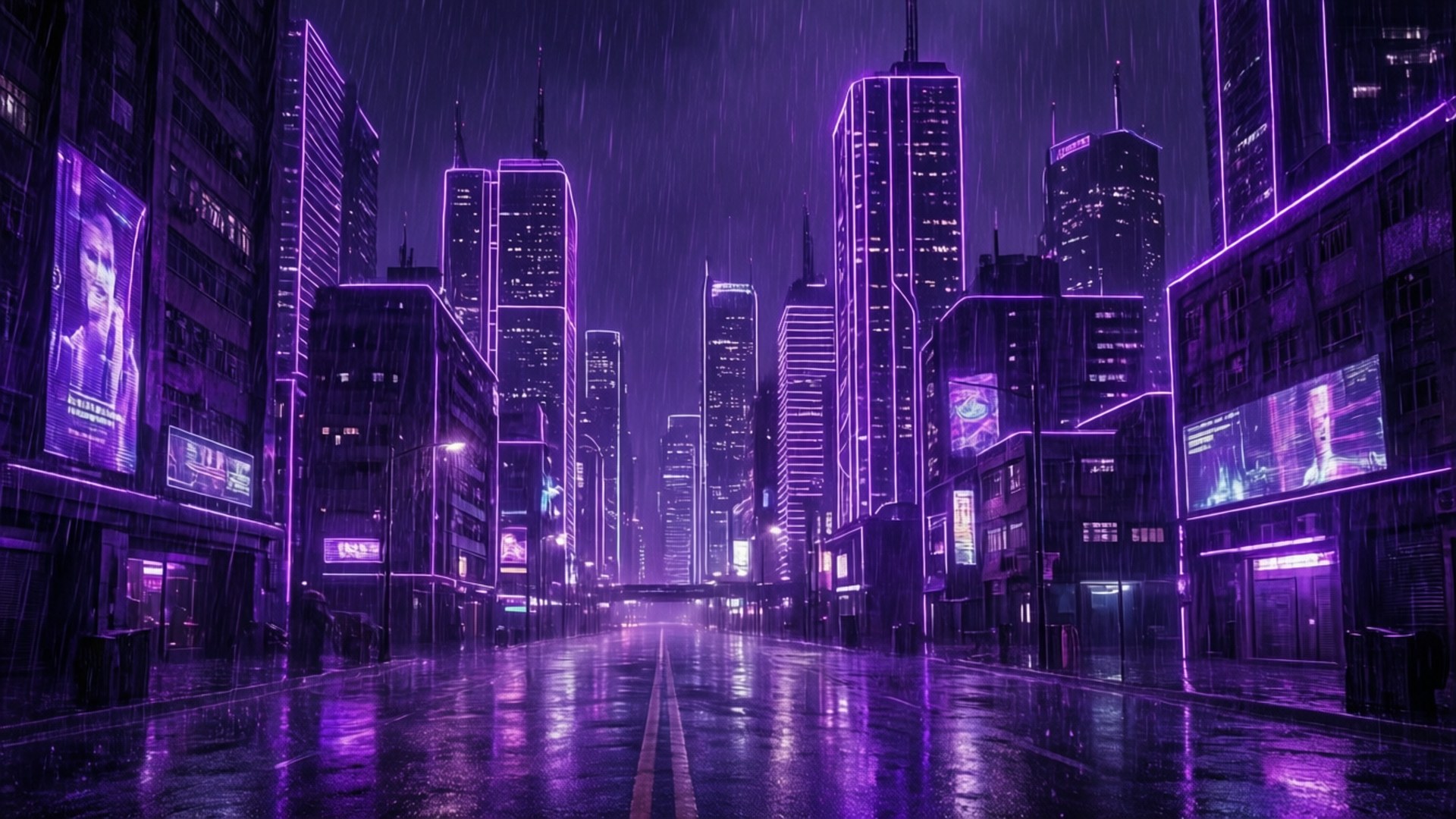 Neon Pers Metropolis Muurpapier