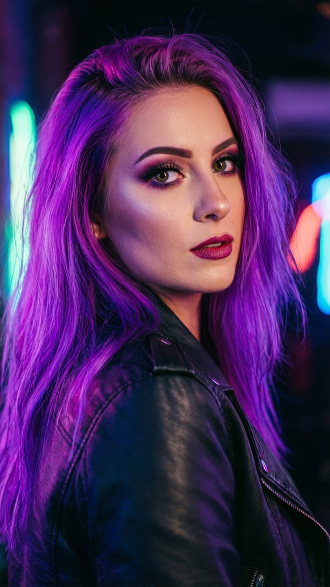 Neon Pers Portret Muurpapier