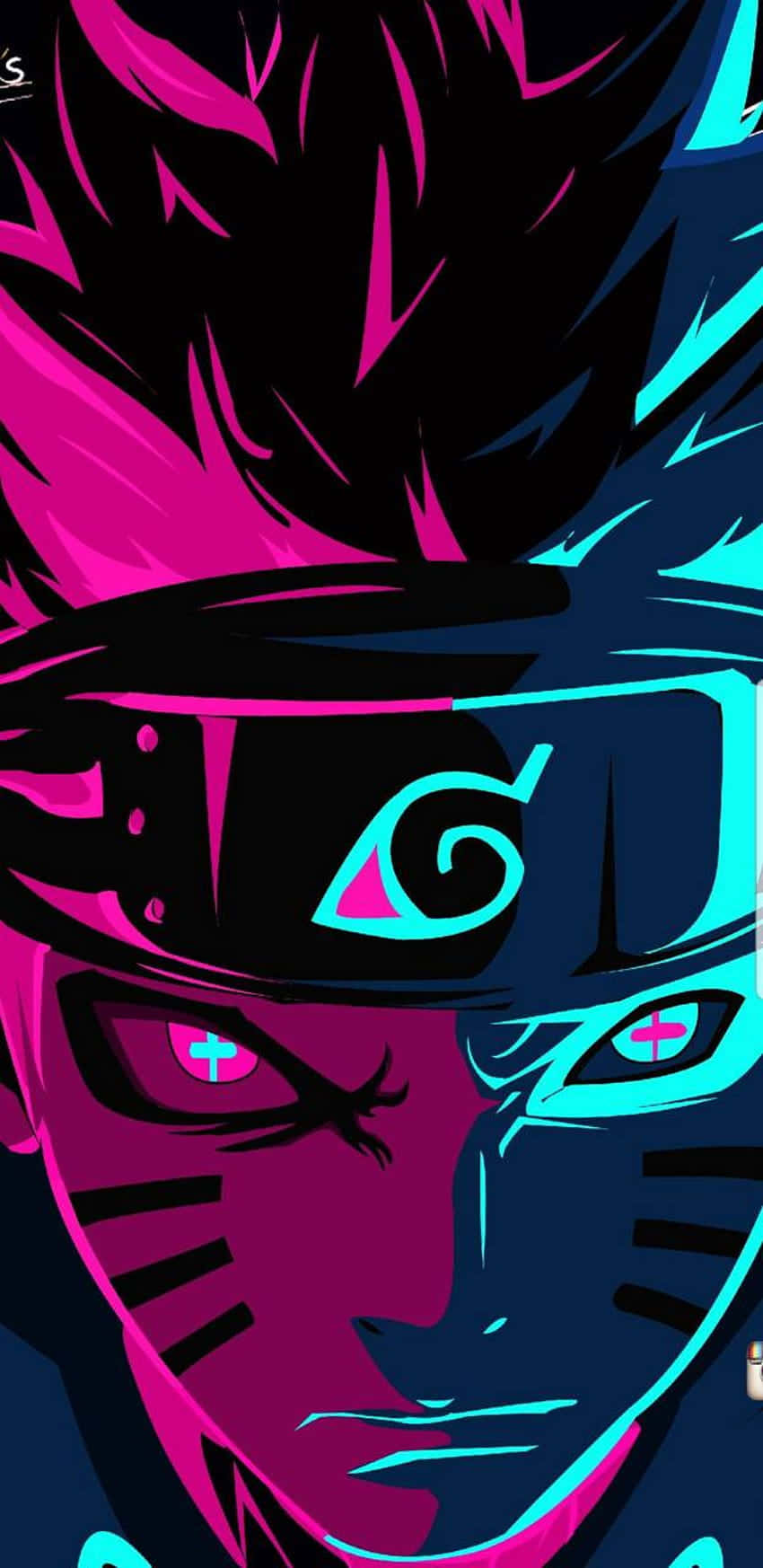 Neon Pienk En Blou Naruto Estetiese Foon Muurpapier