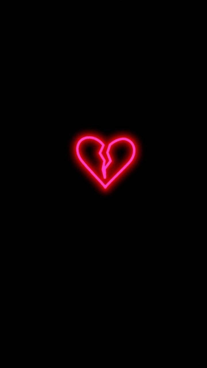Neon pienk gebroke hart iPhone Muurpapier