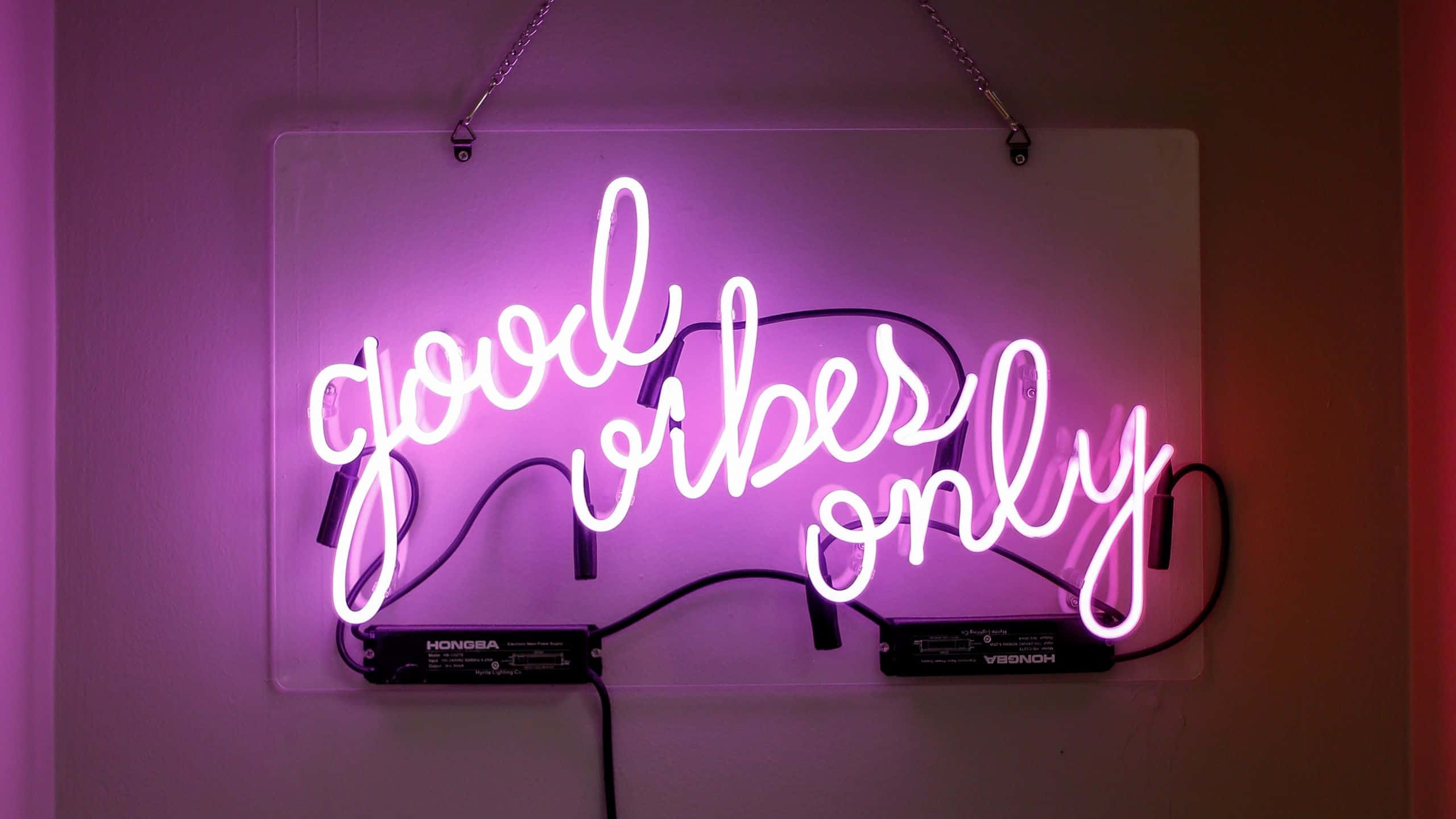 Neon Pienk Goeie Vibes Net Prent Muurpapier
