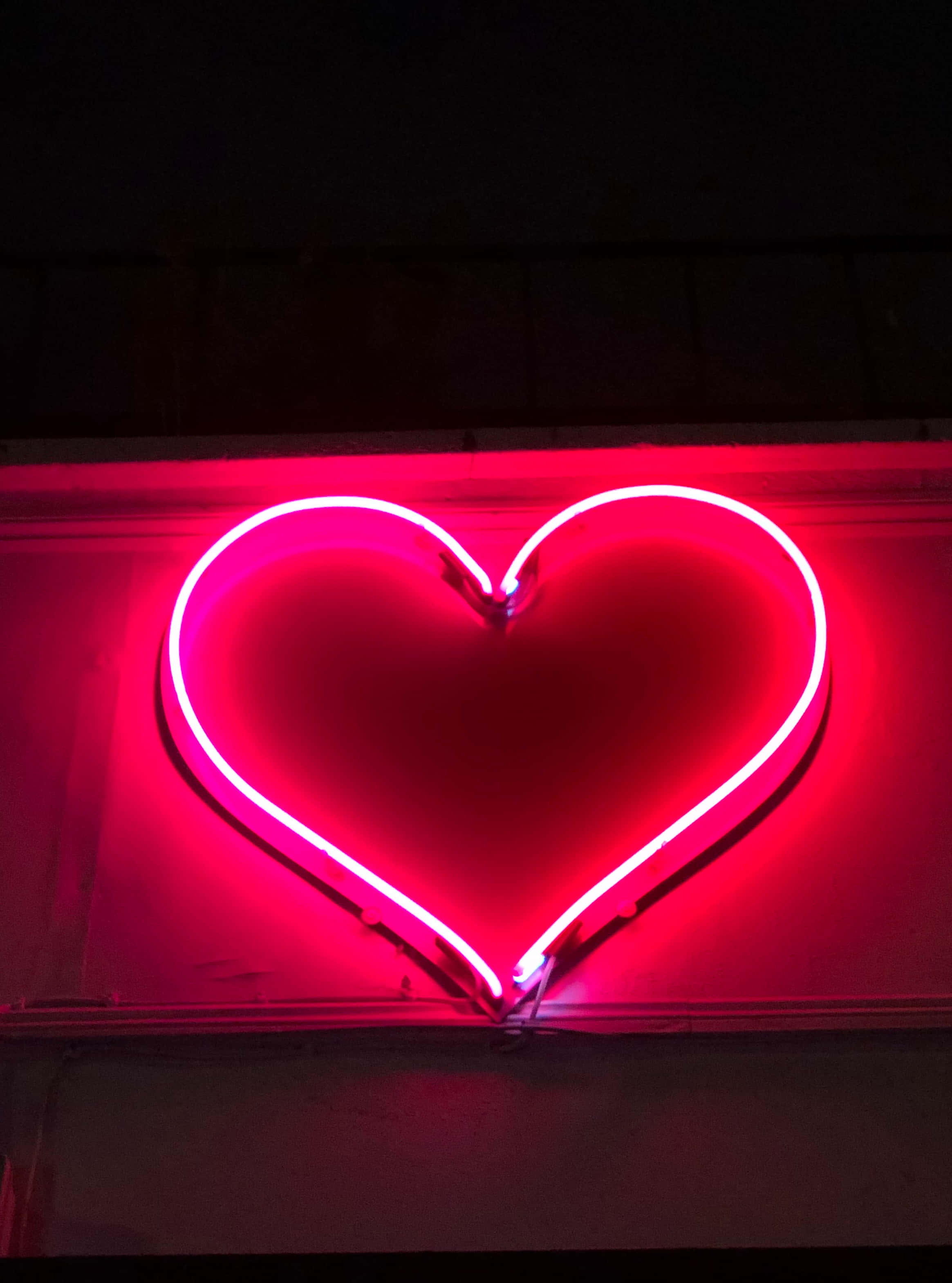 Neon pienk hart PFP Muurpapier