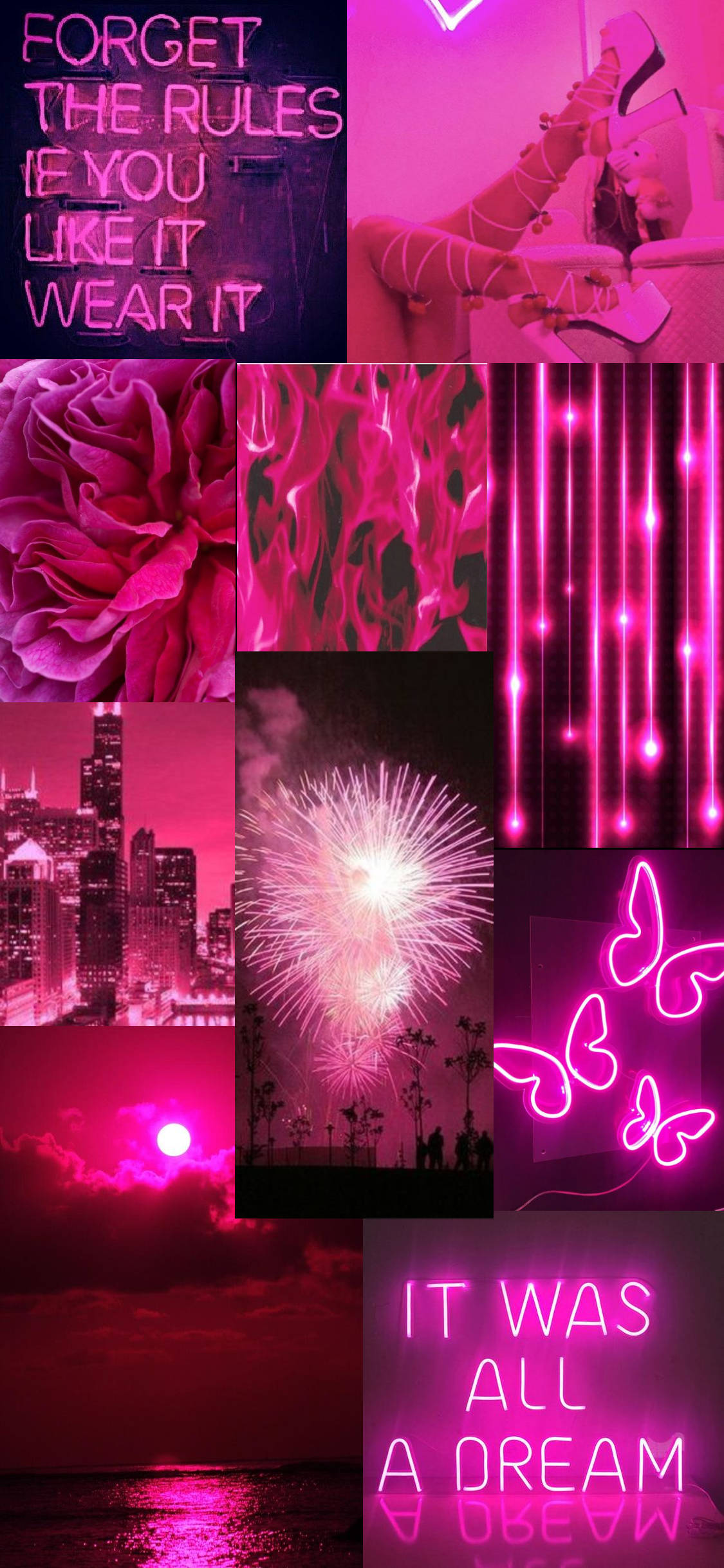 Neon Pienk Vibes Muurpapier