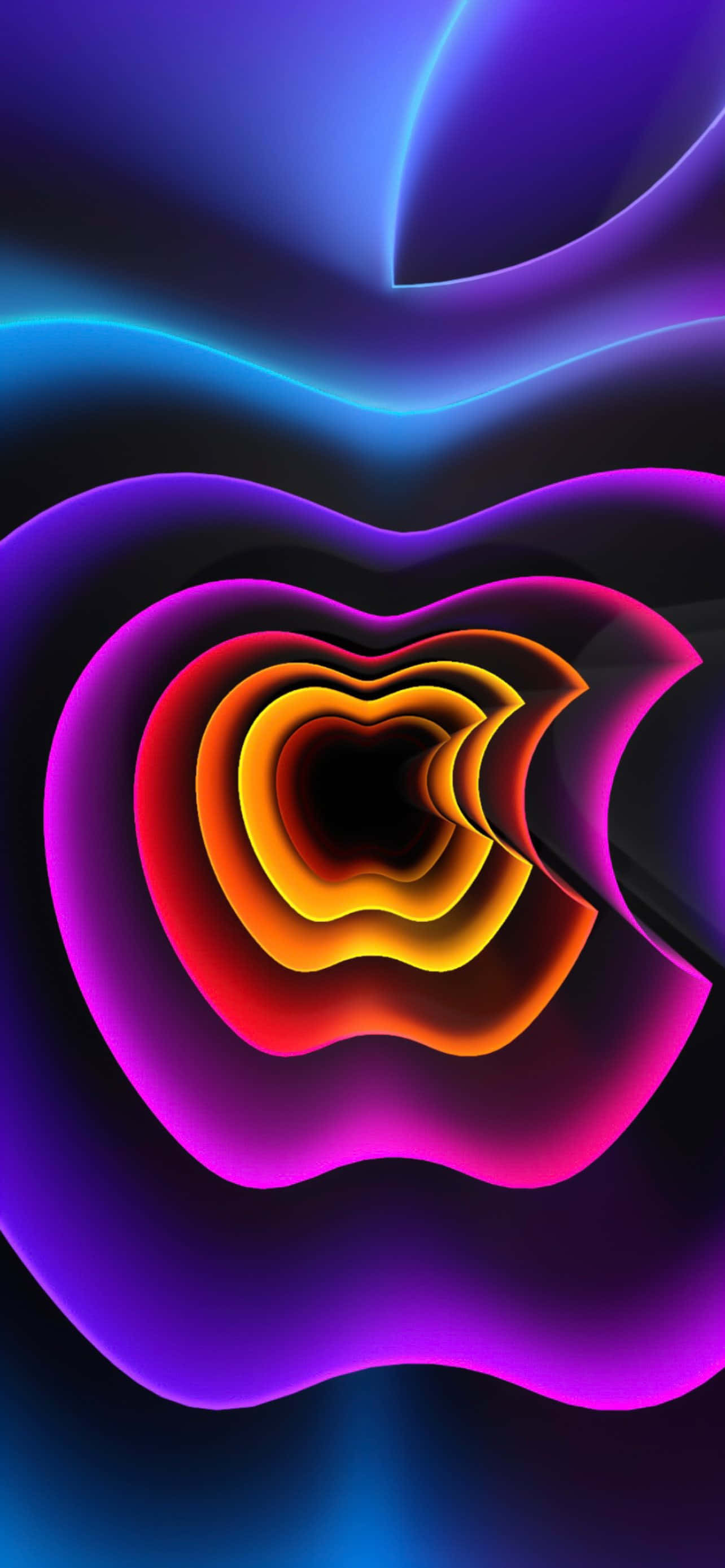 Neon Reënboog Apple Logo HD iPhone Muurpapier