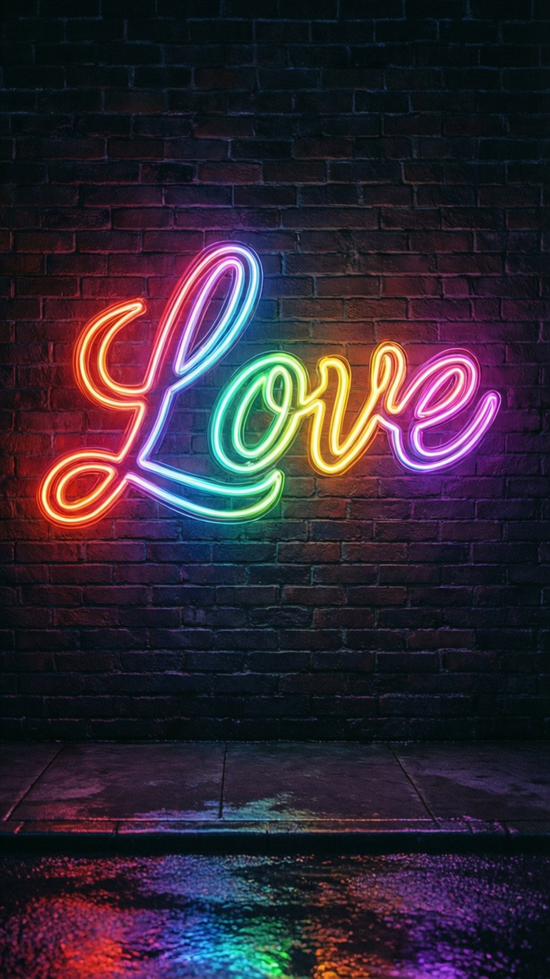 Neon Reënboog Liefde Muurpapier