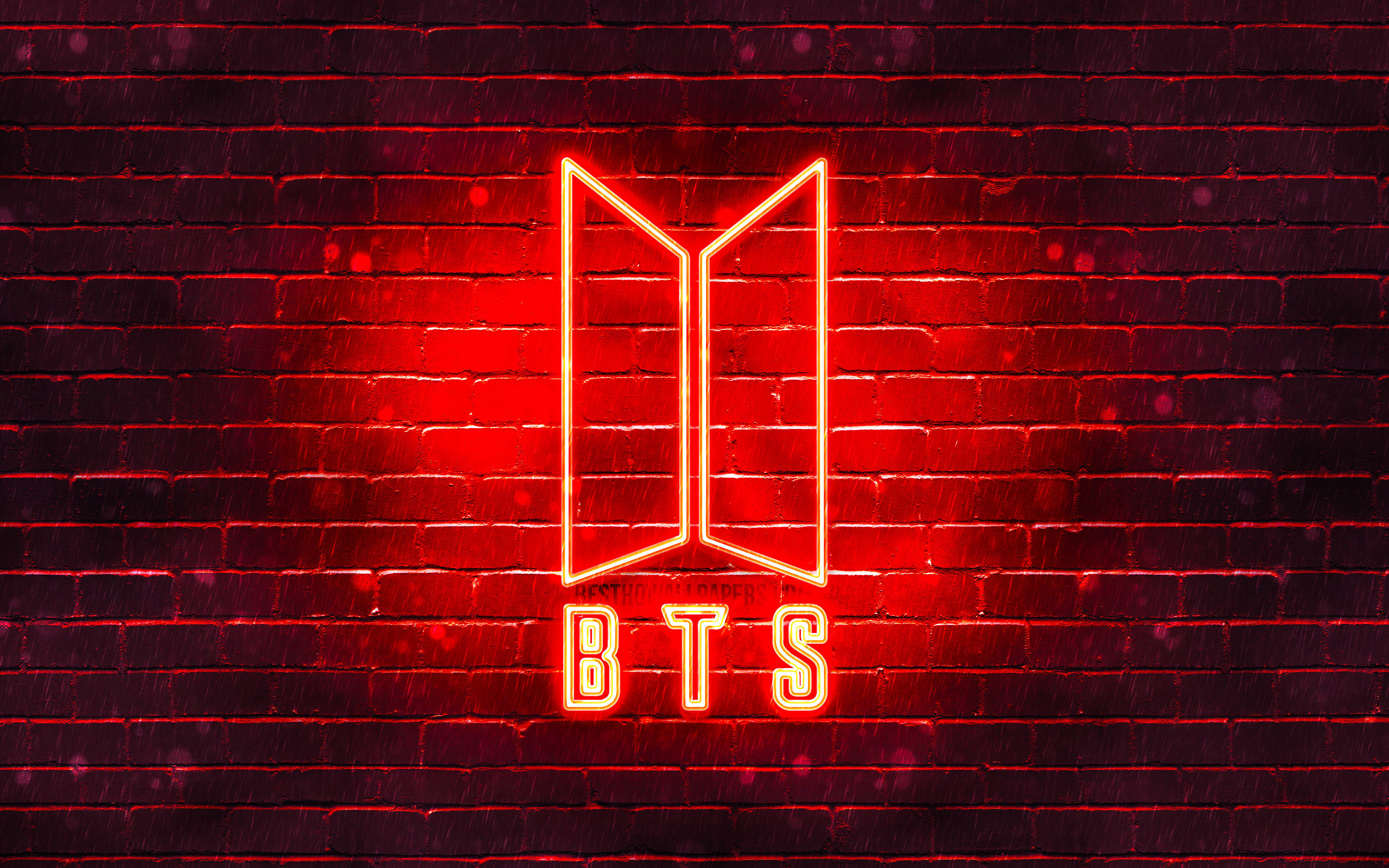 Neon Rooi BTS-logo Muurpapier