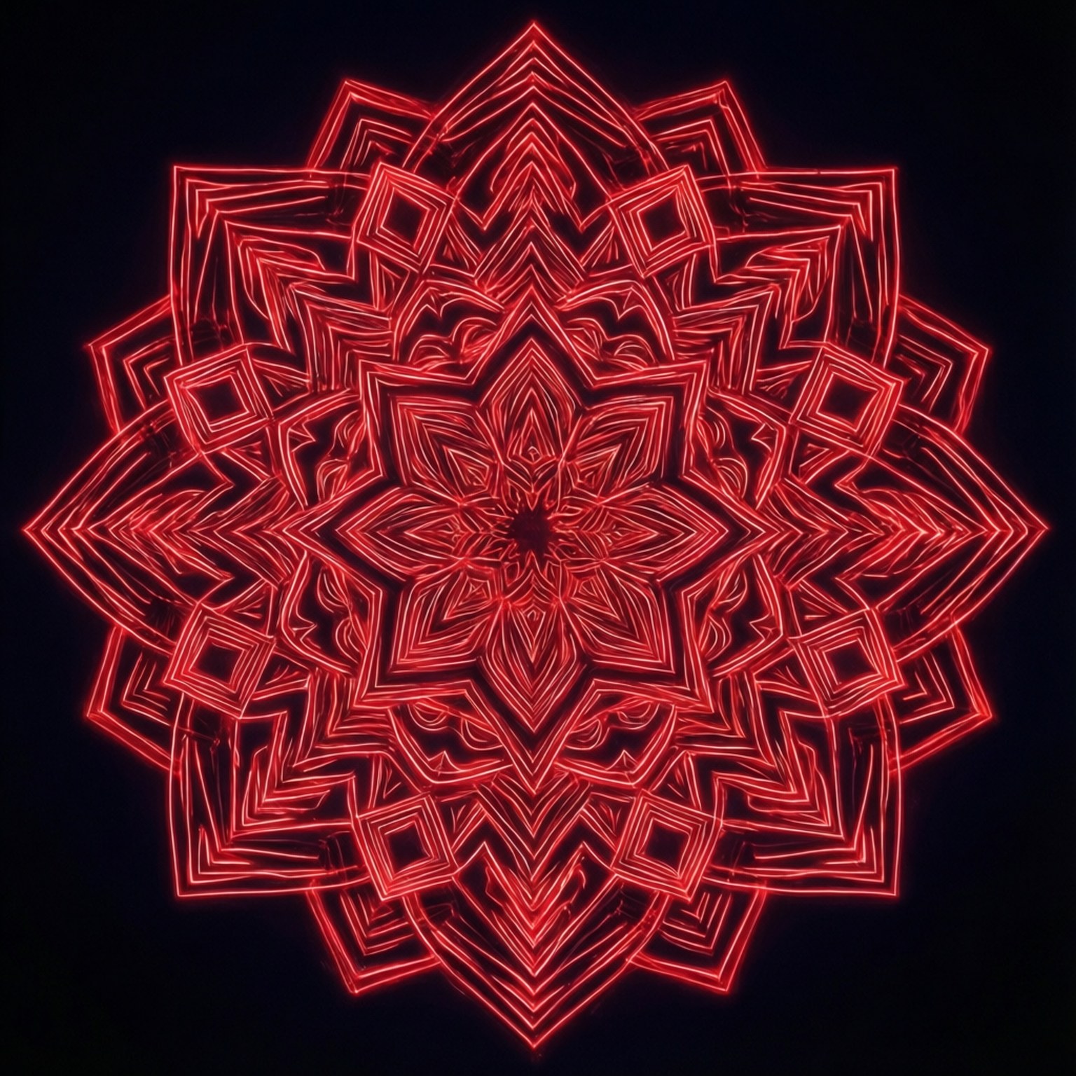 Neon Rooi Mandala Muurpapier