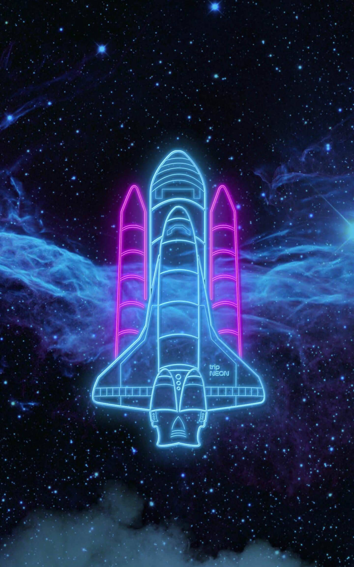 Neon-ruimteskip Muurpapier