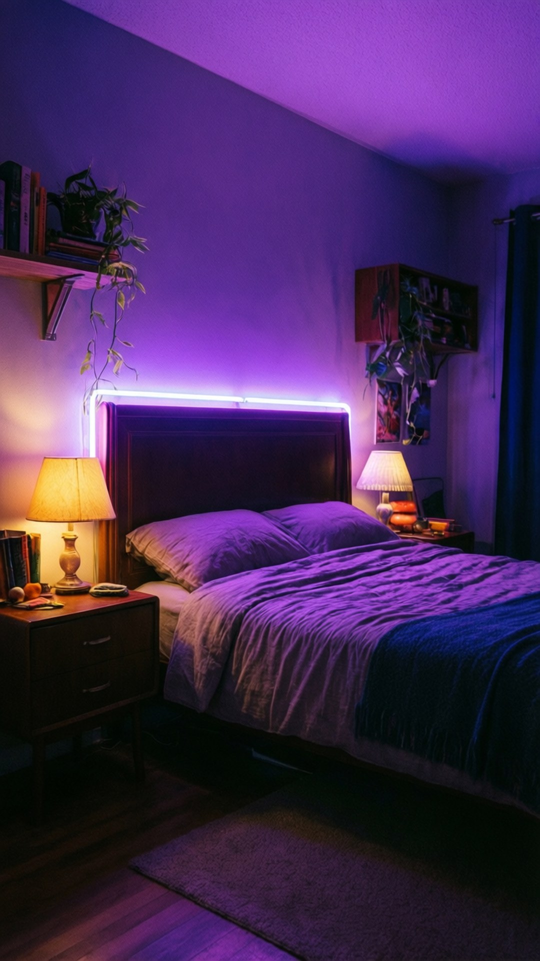 Neon-slaapkamer Muurpapier