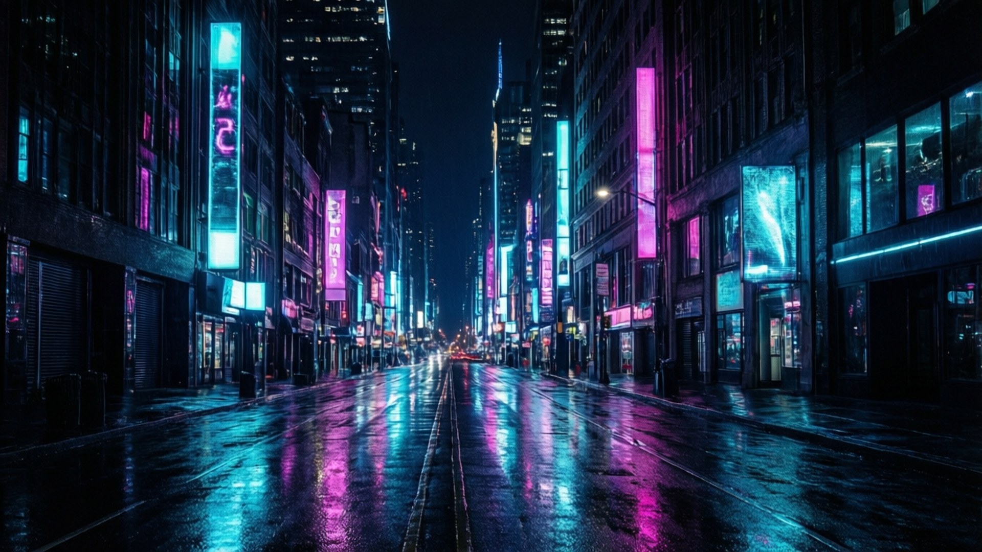 Neon Stadsbeeld OLED Muurpapier